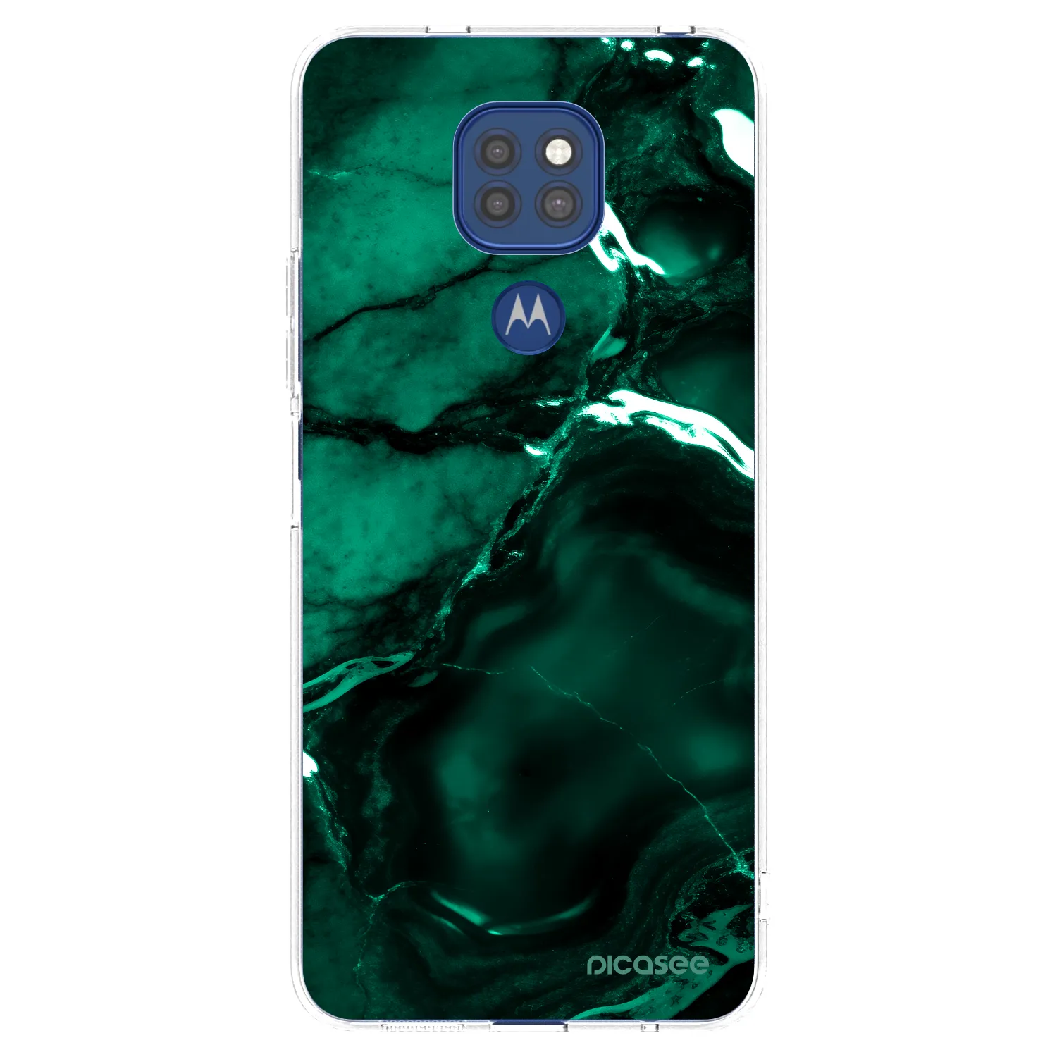 Picasee silikonowe przeźroczyste etui na Motorola Moto G9 Play - Dark emerald