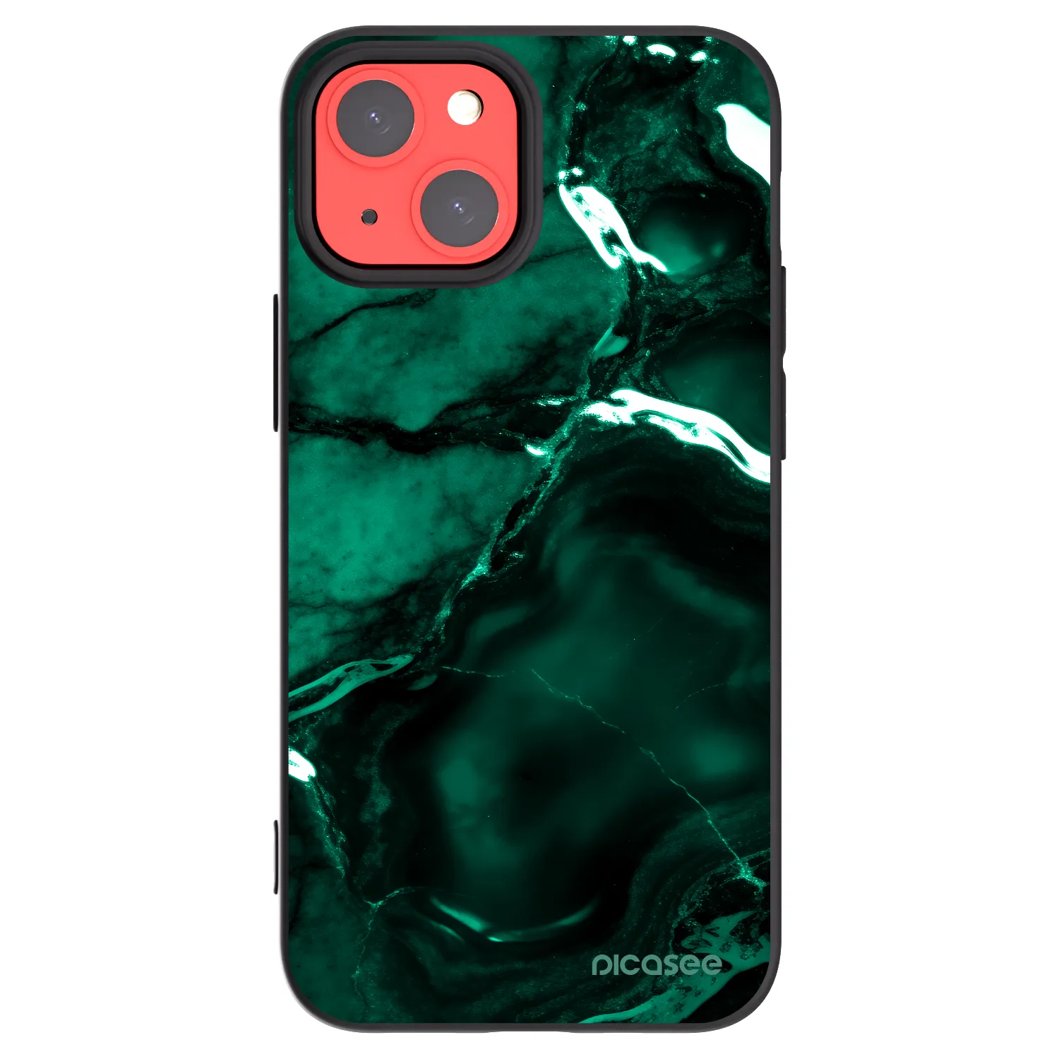 Picasee silikonowe czarne etui na Apple iPhone 13 mini - Dark emerald