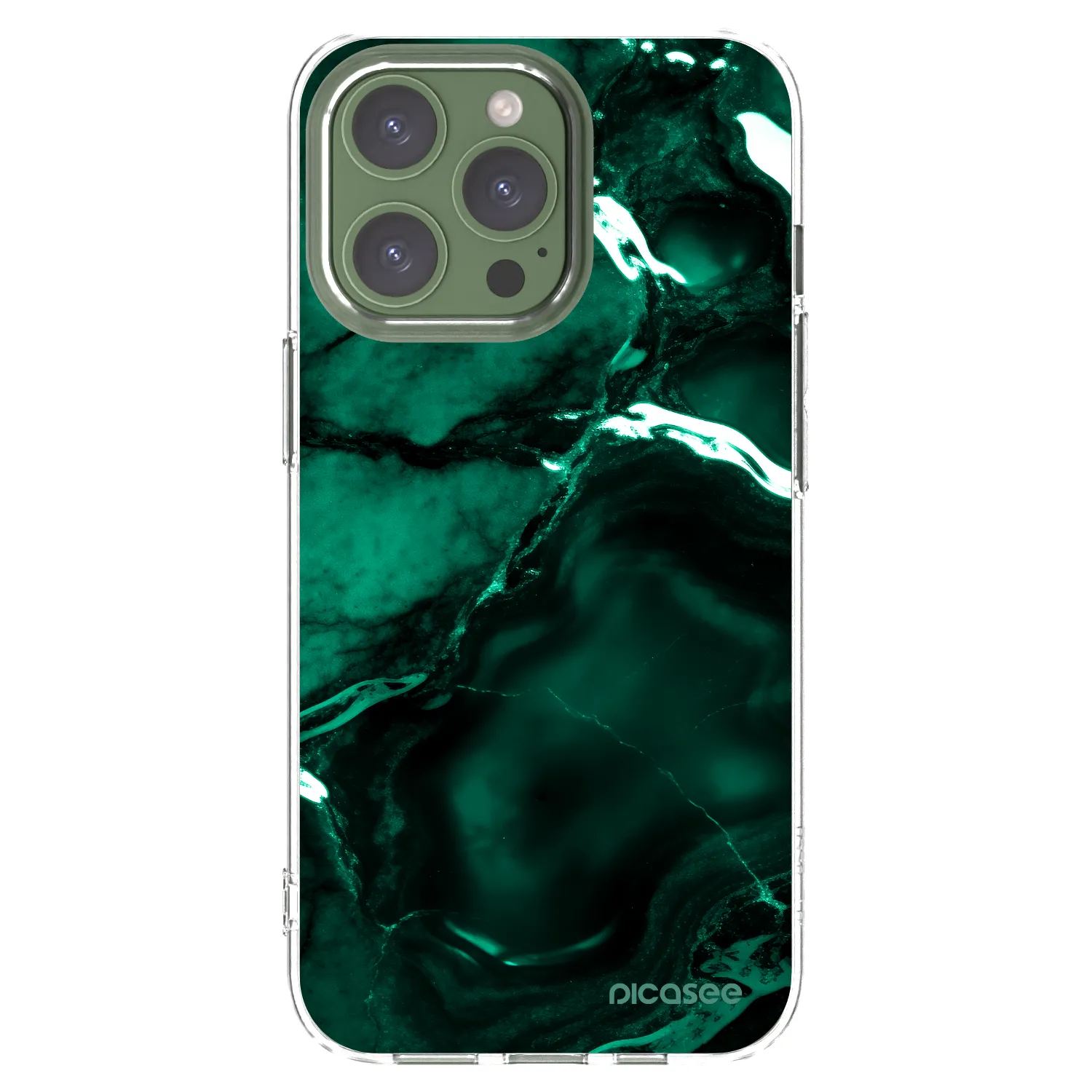 Picasee silikonowe przeźroczyste etui na Apple iPhone 13 Pro - Dark emerald