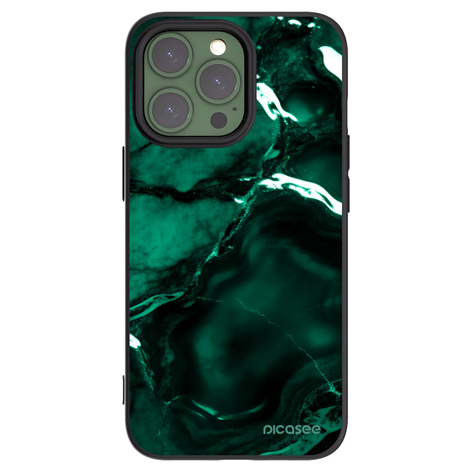 Picasee silikonowe czarne etui na Apple iPhone 13 Pro - Dark emerald