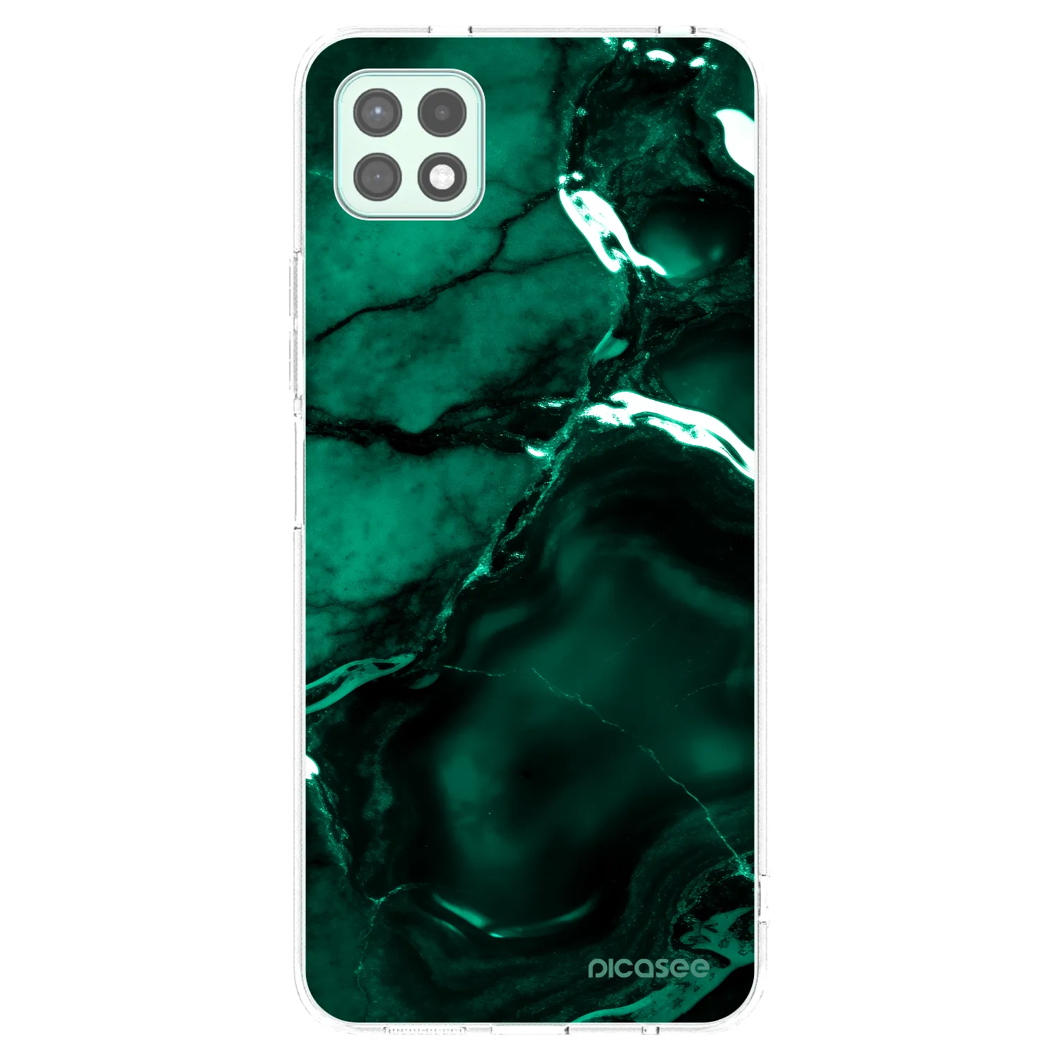 Picasee silikonowe przeźroczyste etui na Samsung Galaxy A22 A226B 5G - Dark emerald