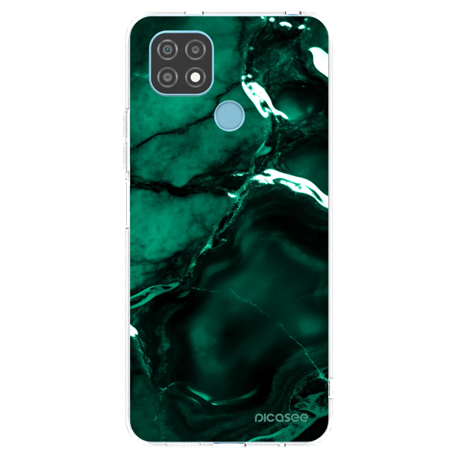 Picasee silikonowe przeźroczyste etui na Realme C21 - Dark emerald