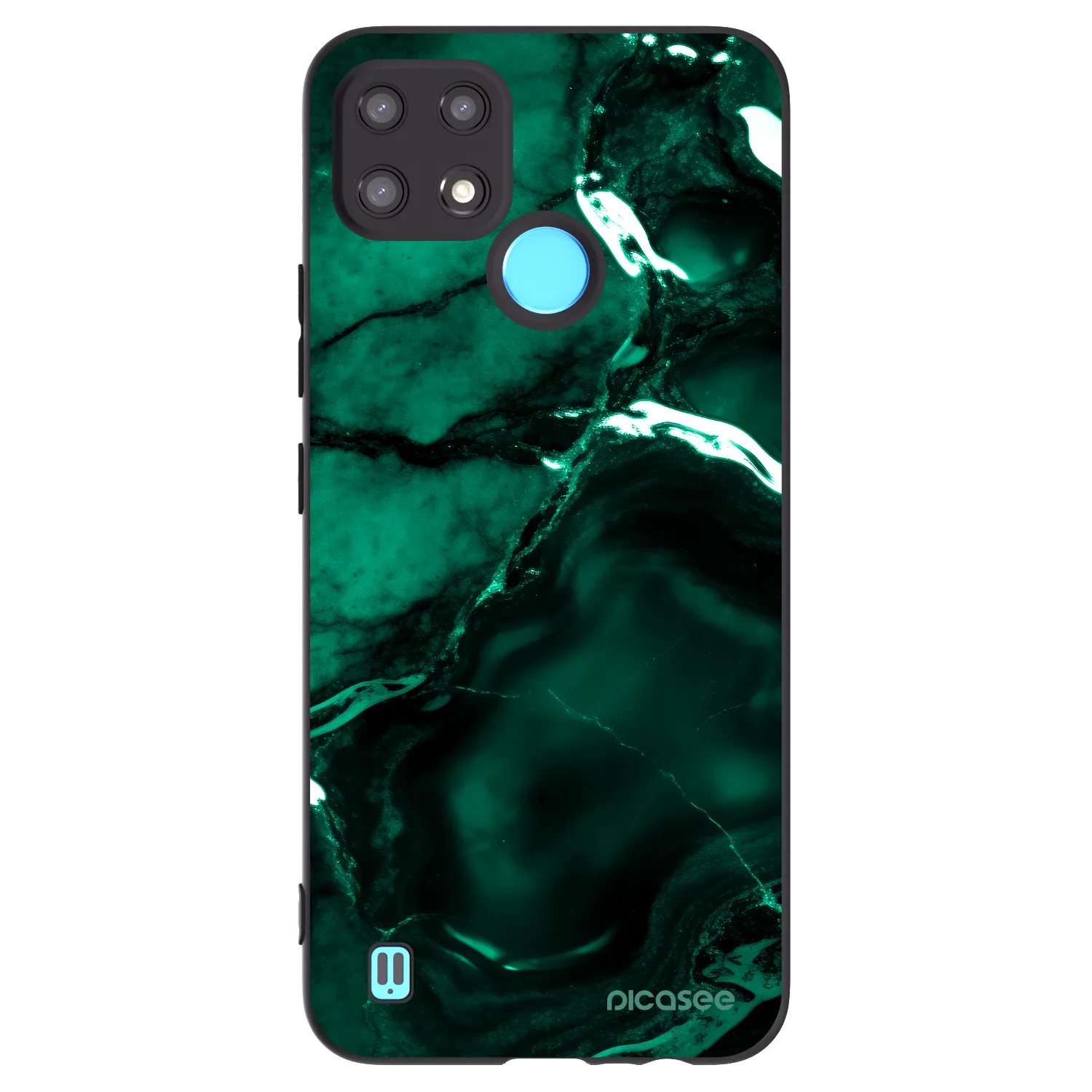 Picasee silikonowe czarne etui na Realme C21 - Dark emerald