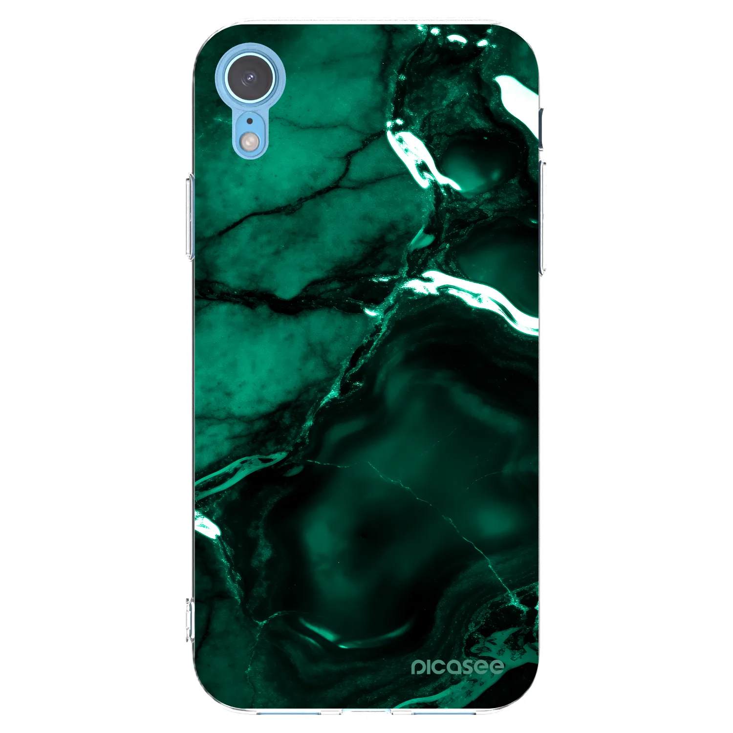 Picasee silikonowe przeźroczyste etui na Apple iPhone XR - Dark emerald