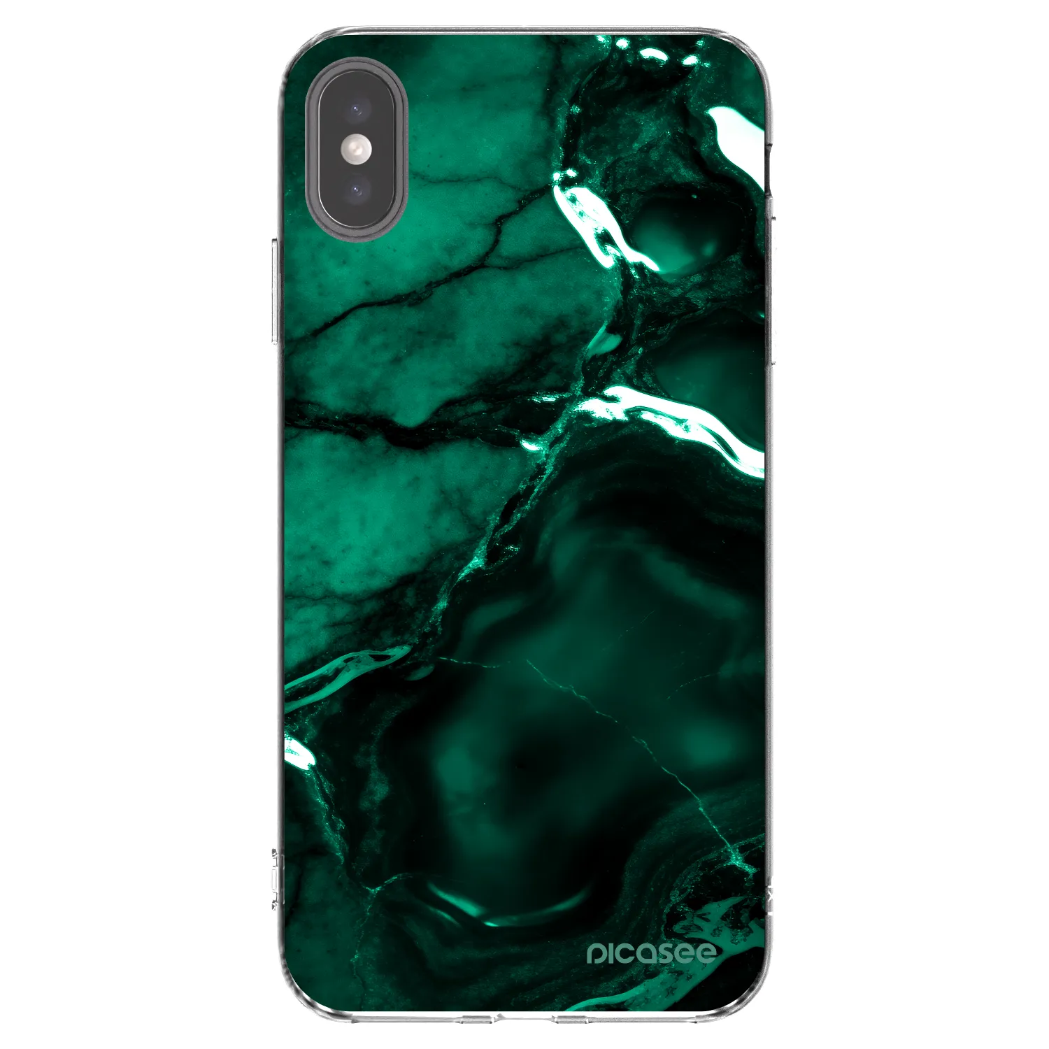Picasee silikonowe przeźroczyste etui na Apple iPhone XS Max - Dark emerald