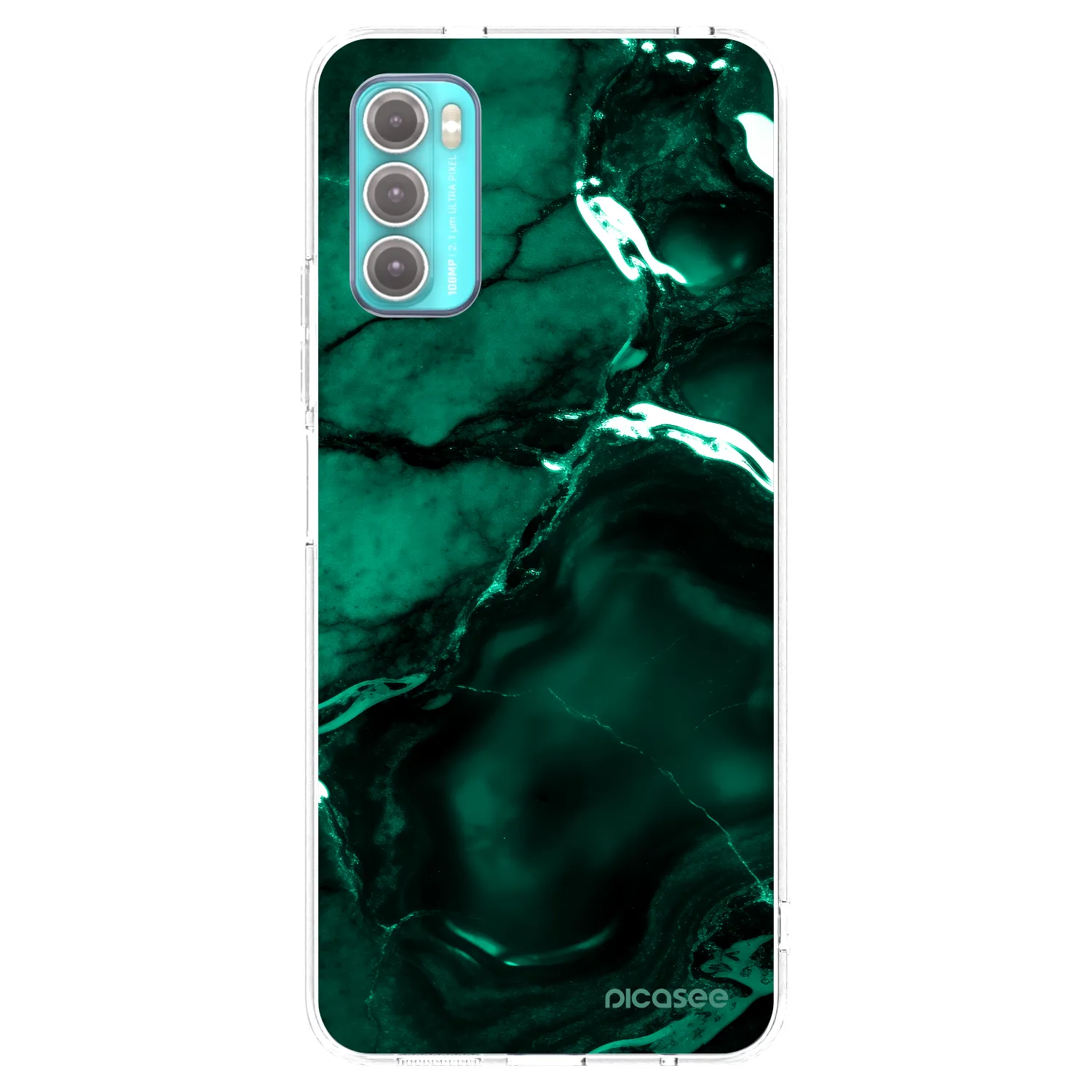 Picasee silikonowe przeźroczyste etui na Motorola Moto G60 - Dark emerald