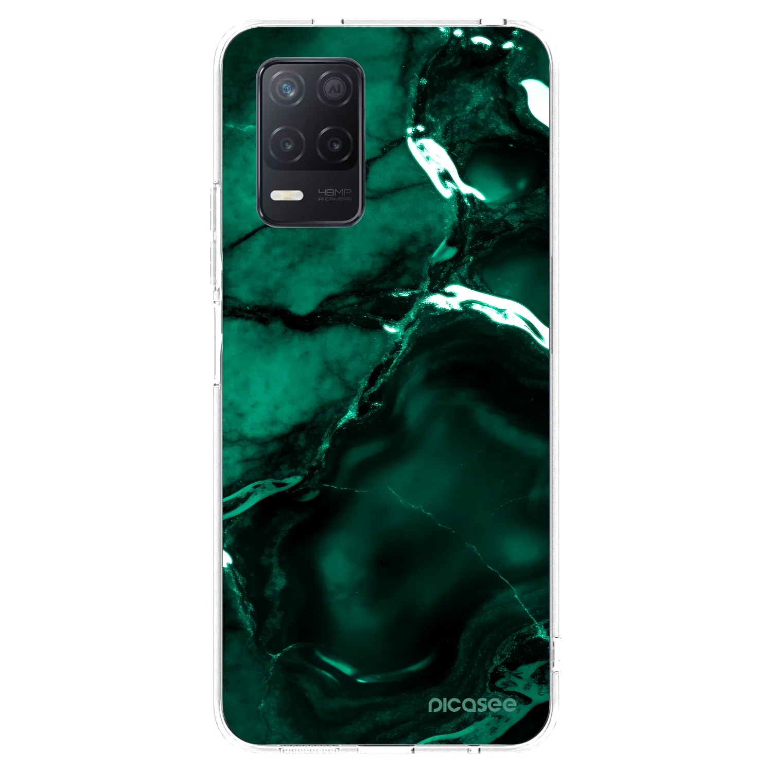 Picasee silikonowe przeźroczyste etui na Realme 8 5G - Dark emerald