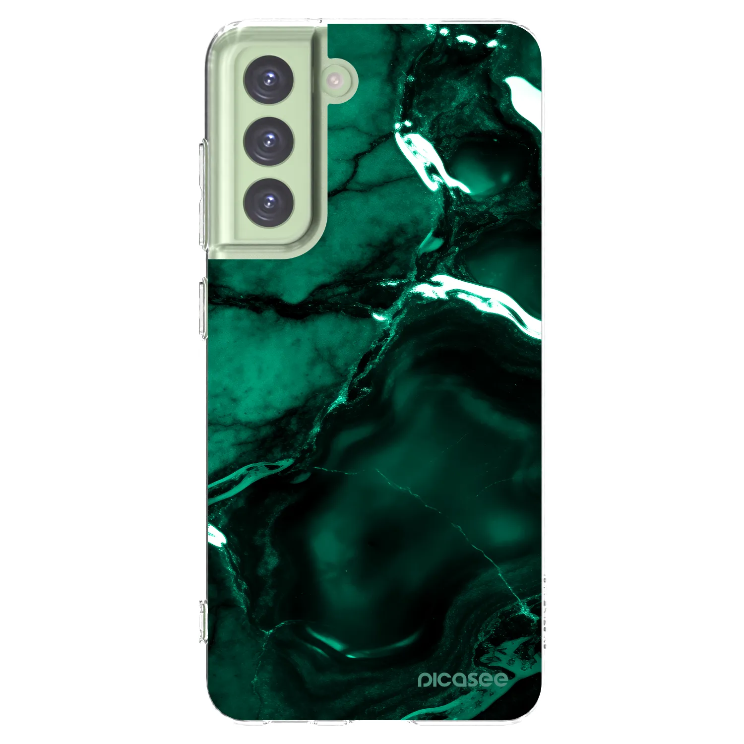 Picasee silikonowe przeźroczyste etui na Samsung Galaxy S21 FE 5G - Dark emerald