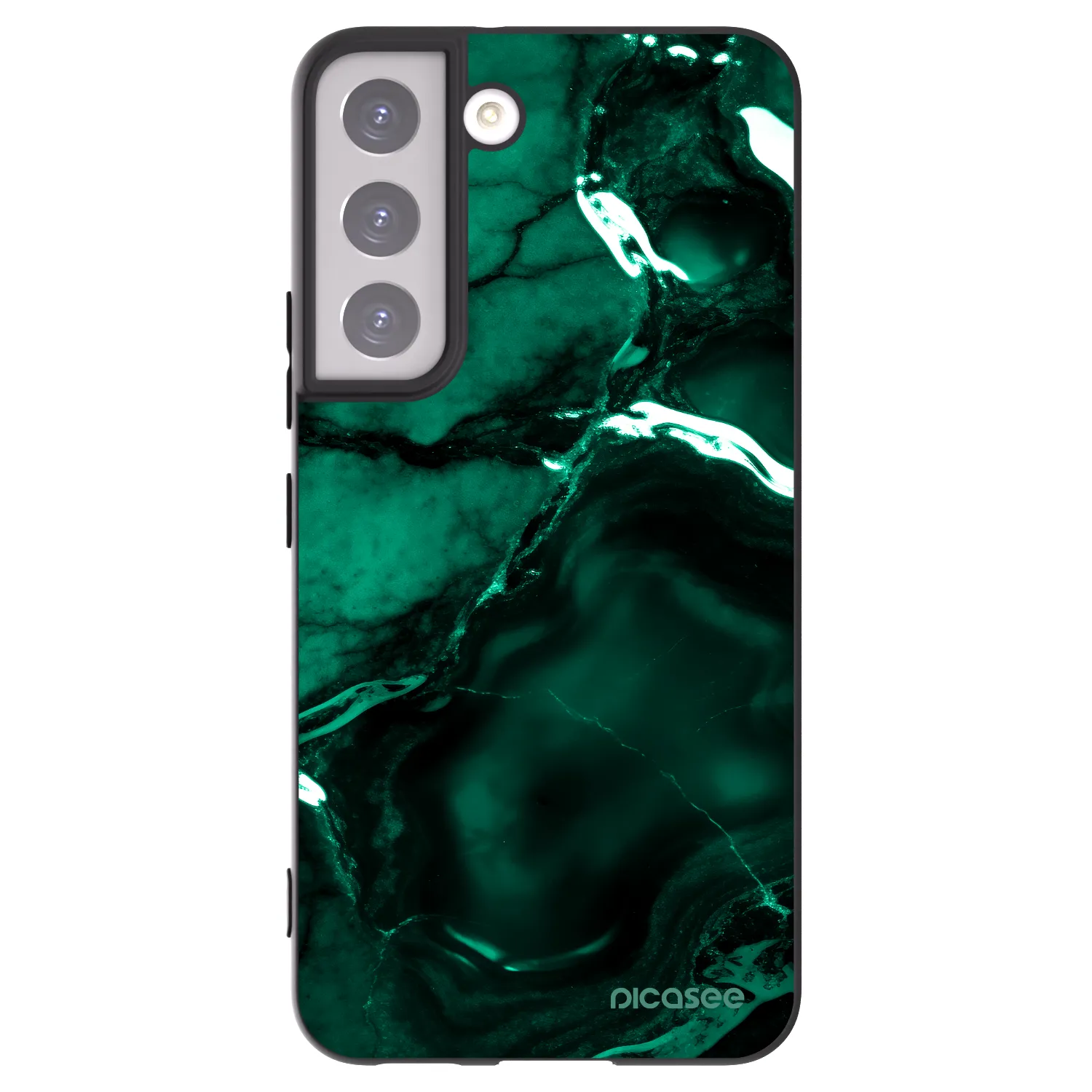 Picasee silikonowe czarne etui na Samsung Galaxy S22 5G - Dark emerald