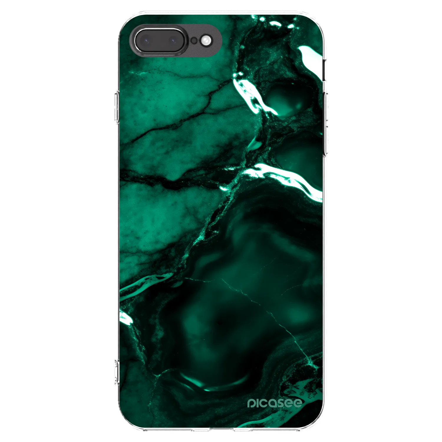 Picasee silikonowe przeźroczyste etui na Apple iPhone 7 Plus - Dark emerald