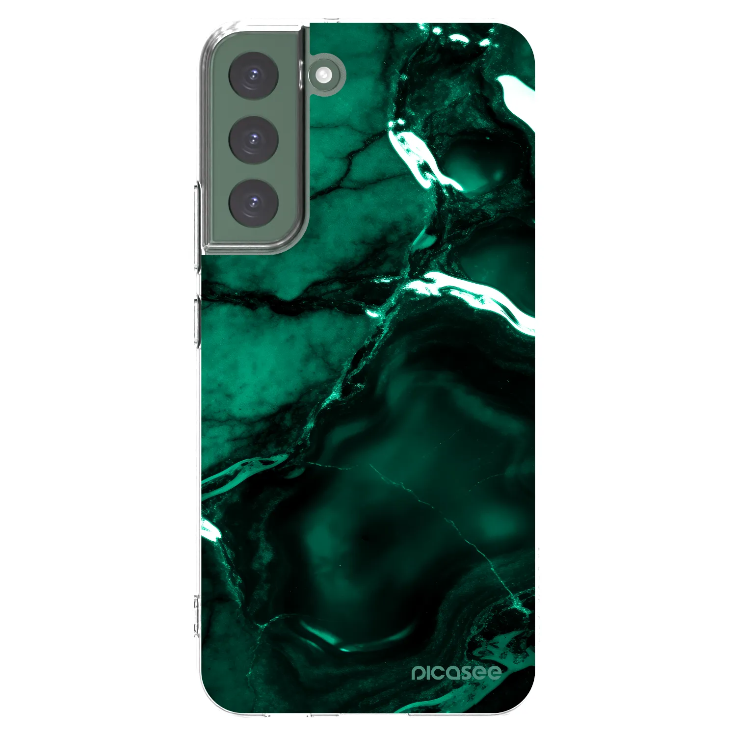 Picasee silikonowe przeźroczyste etui na Samsung Galaxy S22+ 5G - Dark emerald