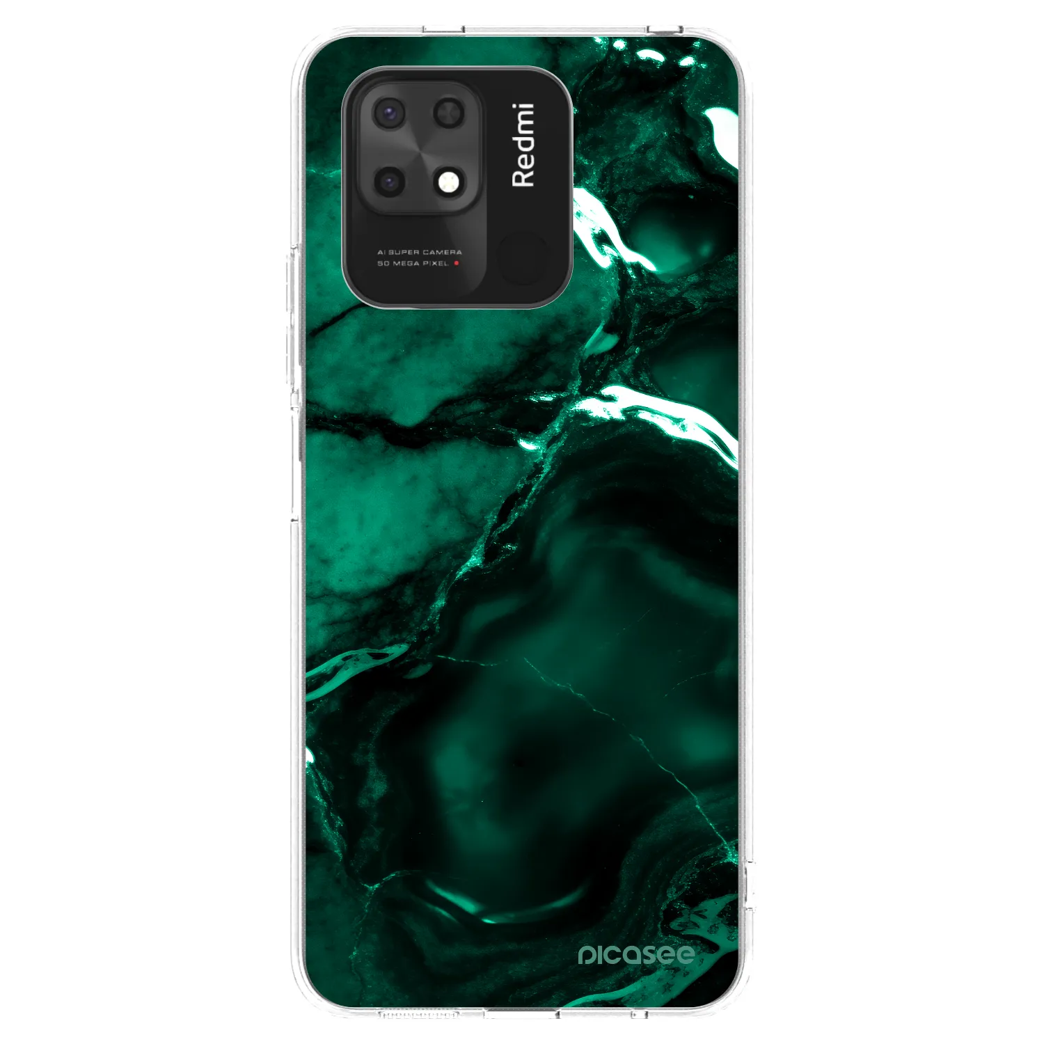 Picasee silikonowe przeźroczyste etui na Xiaomi Redmi 10C - Dark emerald