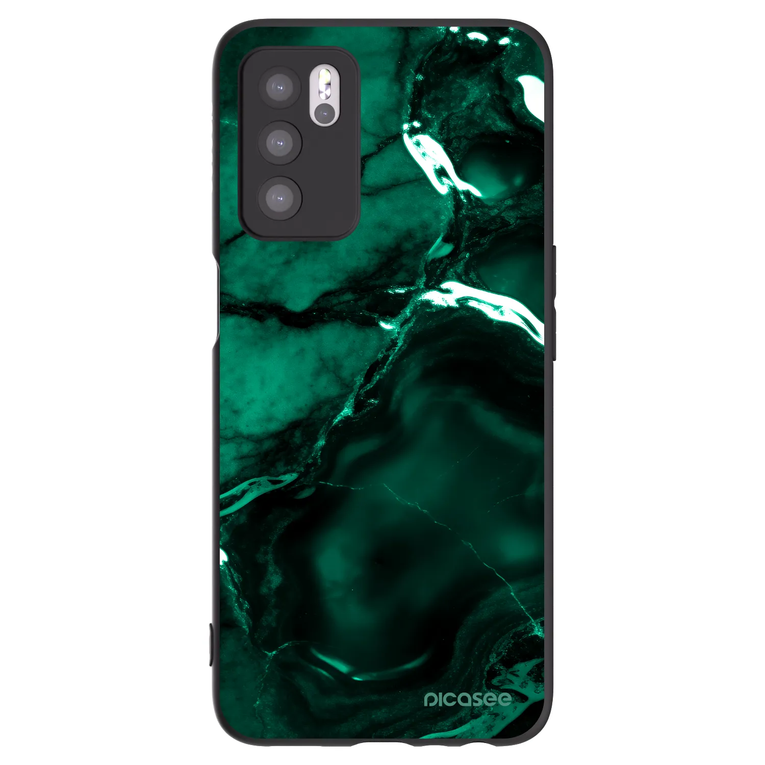Picasee silikonowe czarne etui na OPPO A16 - Dark emerald