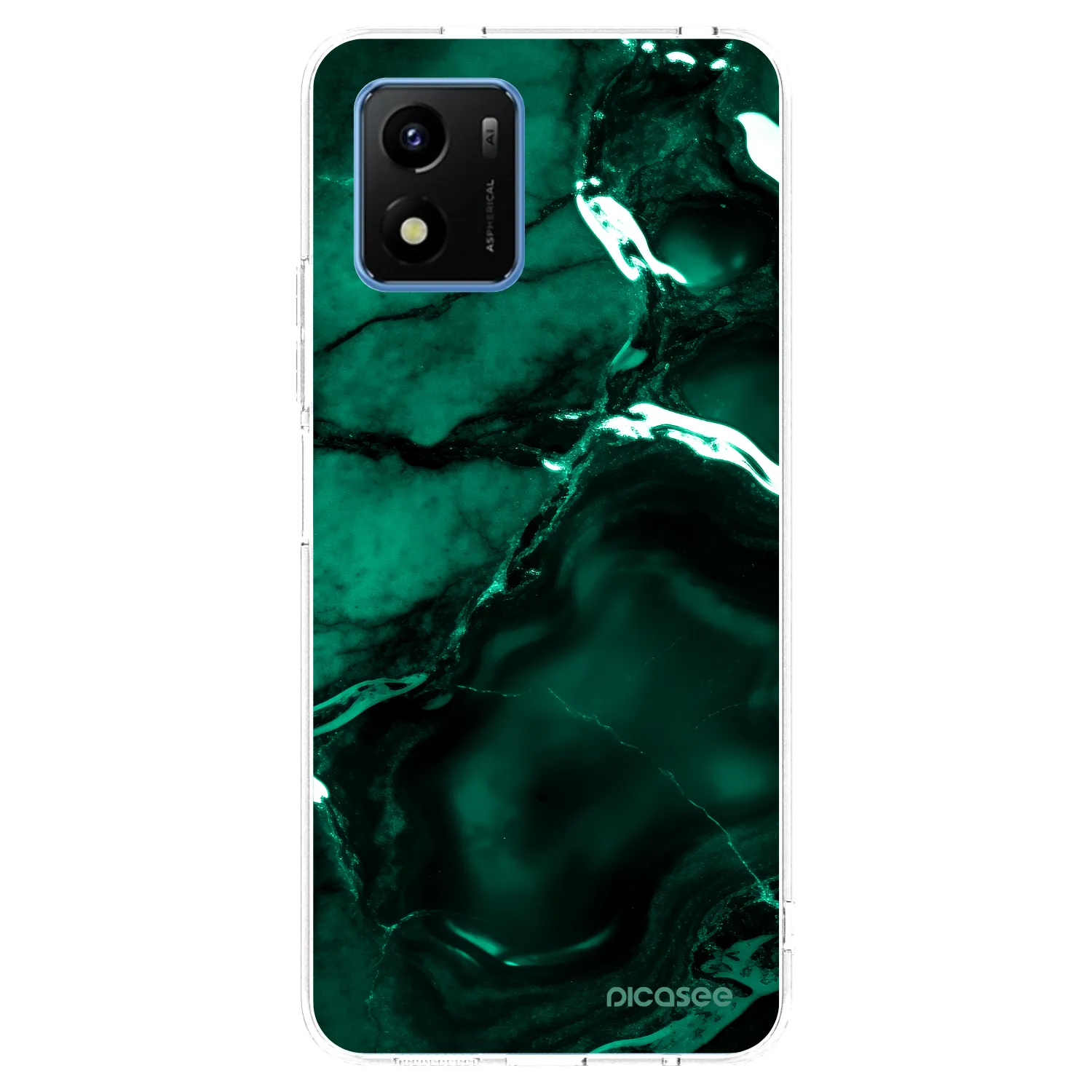 Picasee silikonowe przeźroczyste etui na Vivo Y01 - Dark emerald
