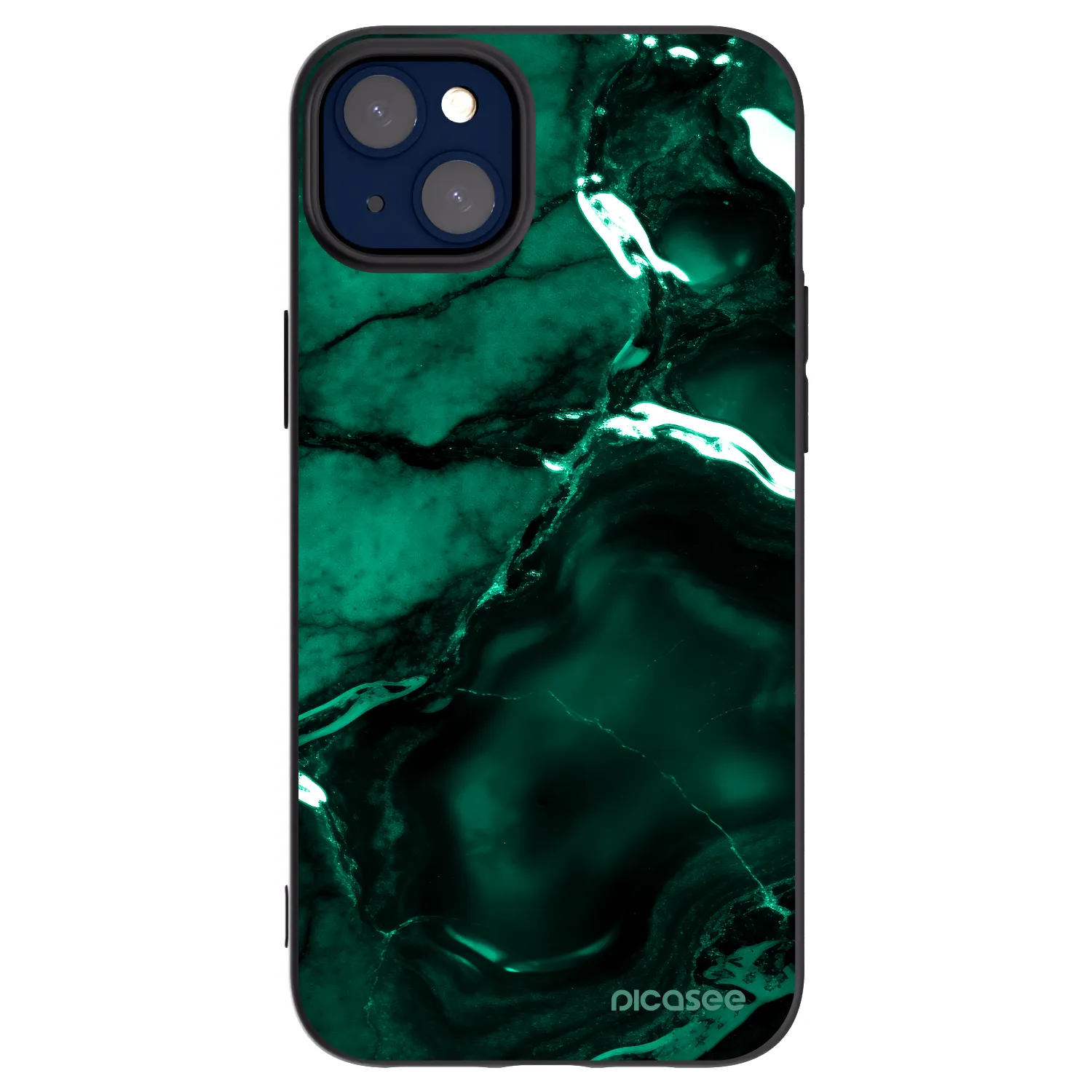 Picasee silikonowe czarne etui na Apple iPhone 14 Plus - Dark emerald