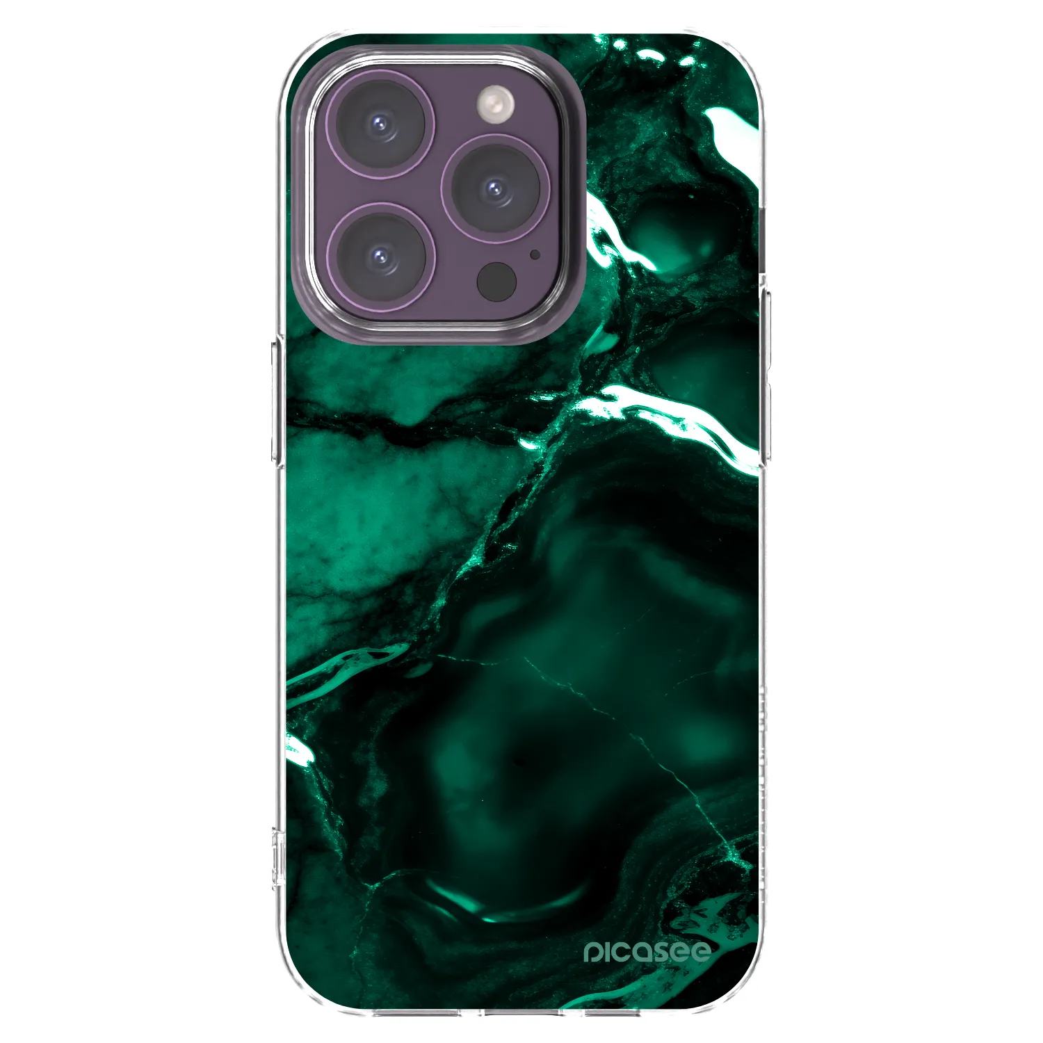 Picasee silikonowe przeźroczyste etui na Apple iPhone 14 Pro - Dark emerald