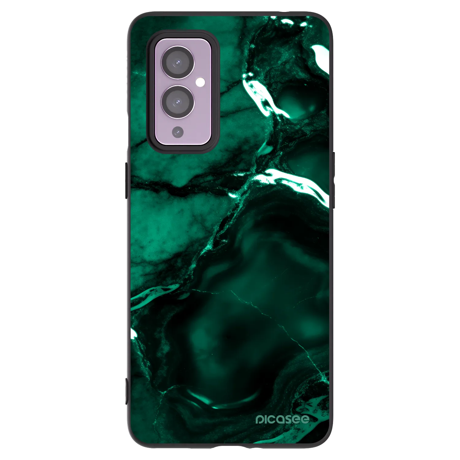 Picasee silikonowe czarne etui na OnePlus 9 - Dark emerald