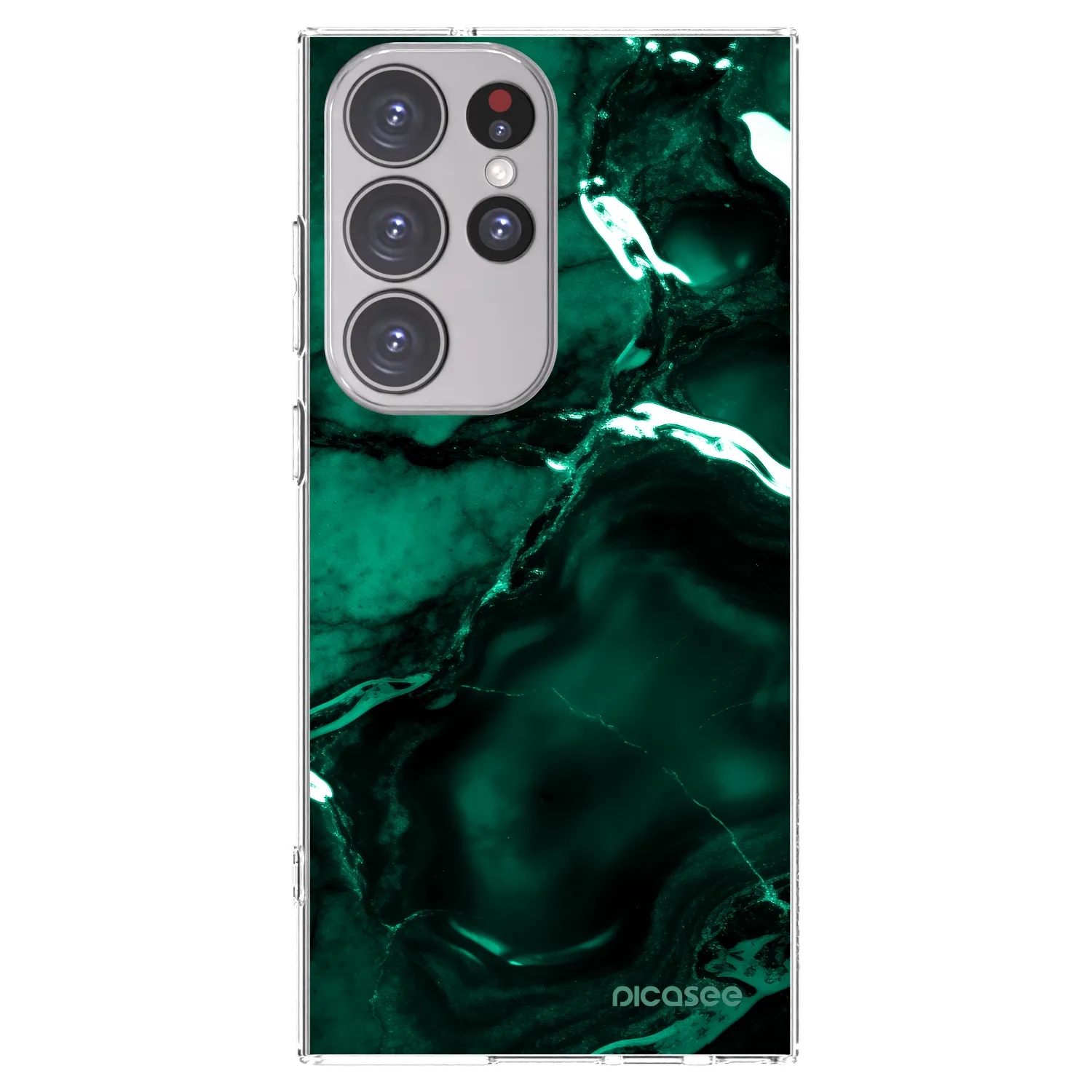 Picasee silikonowe przeźroczyste etui na Samsung Galaxy S23 Ultra 5G - Dark emerald