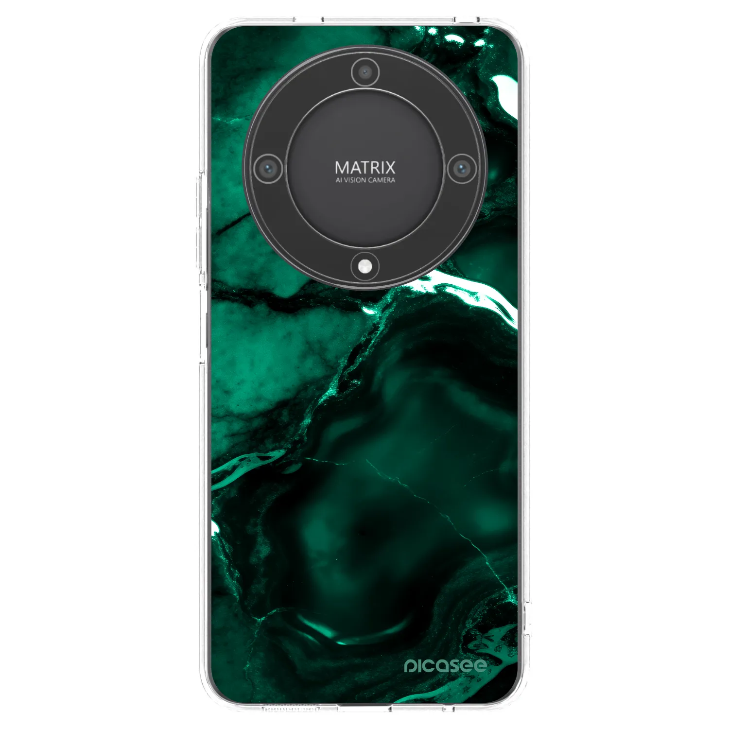 Picasee silikonowe przeźroczyste etui na Honor Magic5 Lite 5G - Dark emerald