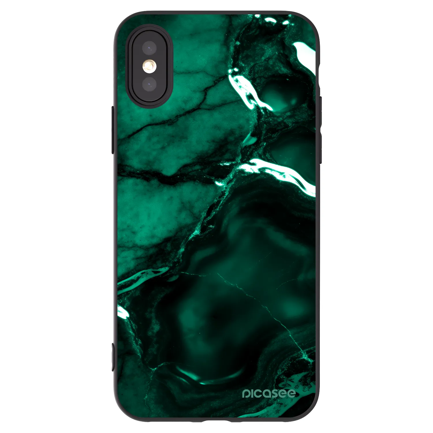 Picasee silikonowe czarne etui na Apple iPhone X/XS - Dark emerald