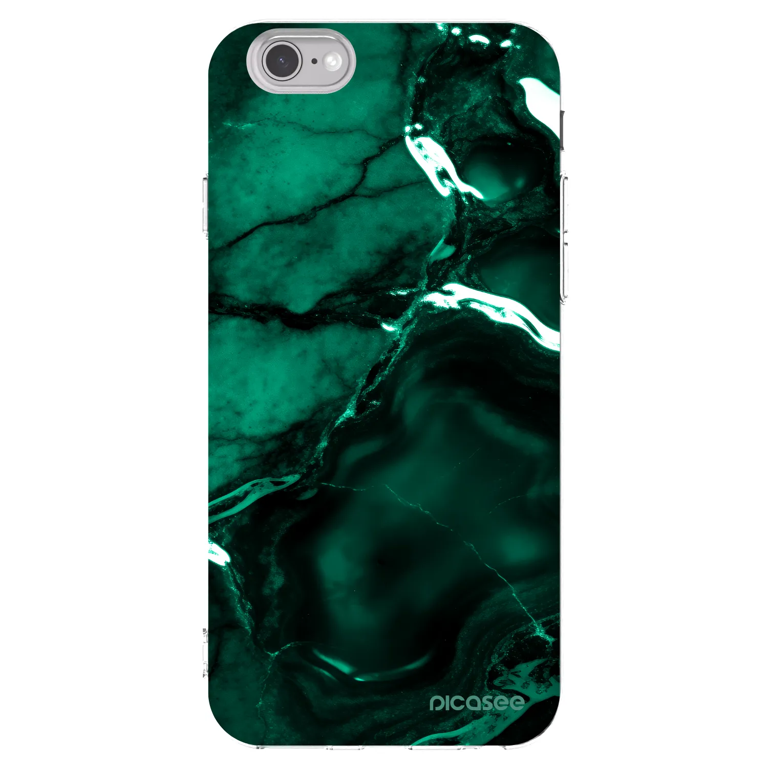 Picasee silikonowe przeźroczyste etui na Apple iPhone 6/6S - Dark emerald