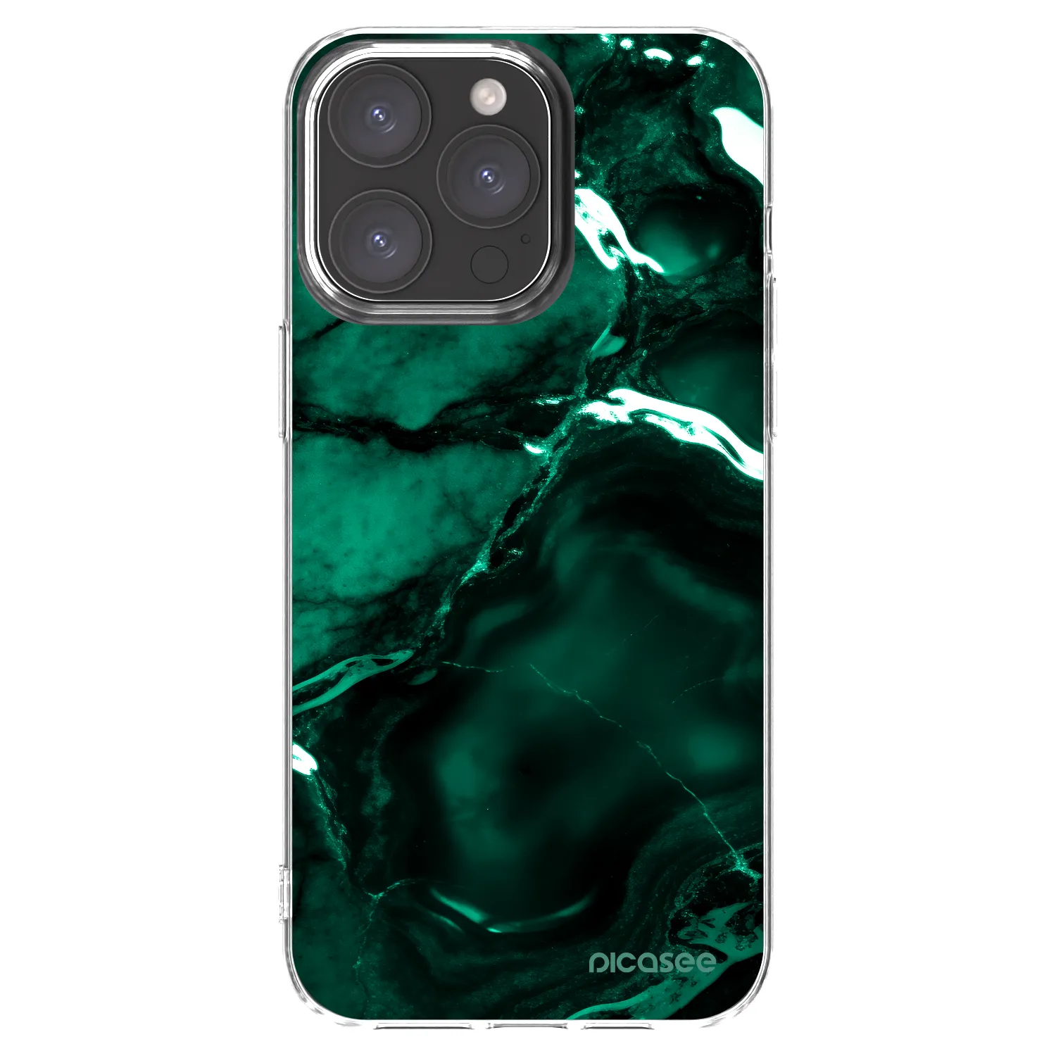 Picasee silikonowe przeźroczyste etui na Apple iPhone 15 Pro Max - Dark emerald