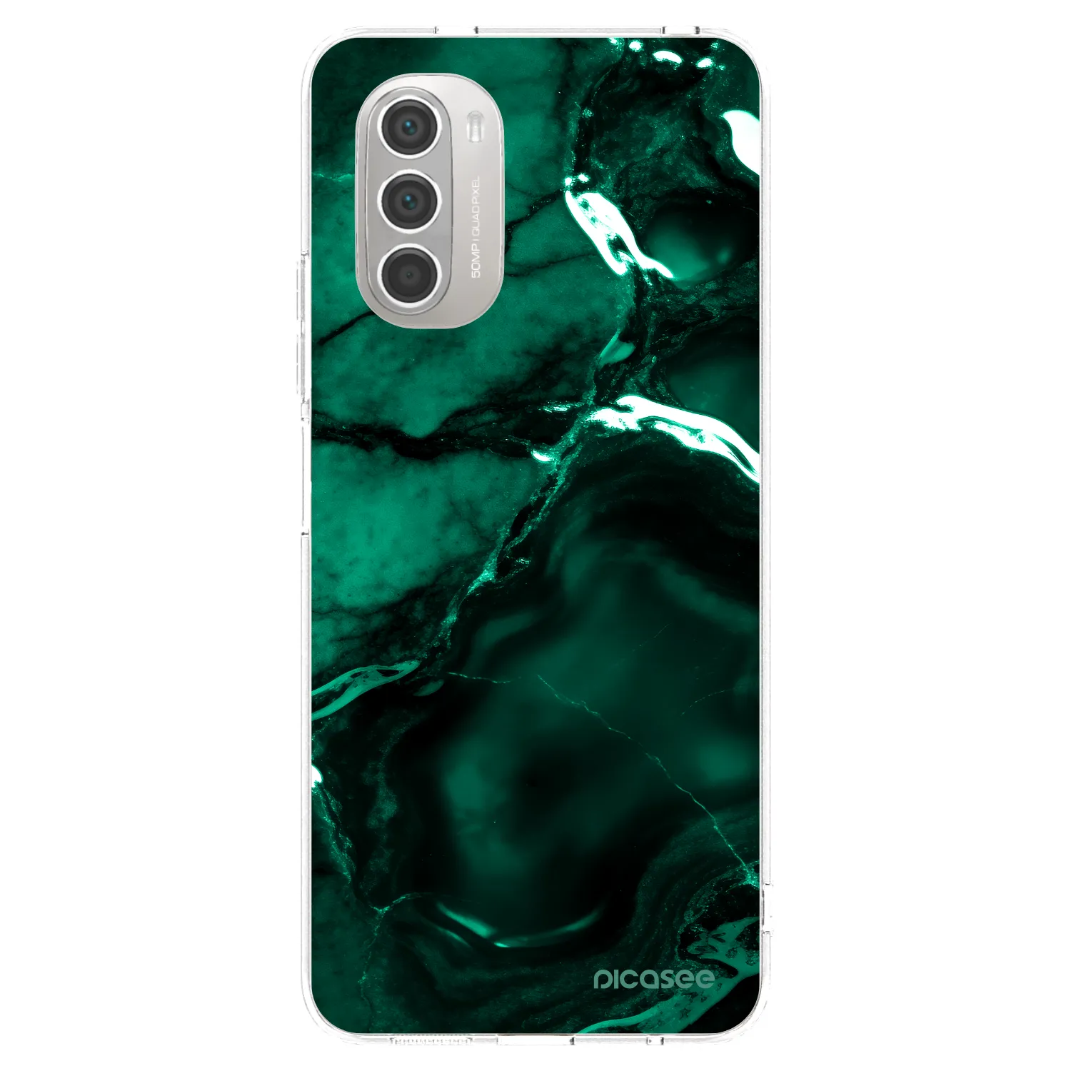 Picasee silikonowe przeźroczyste etui na Motorola Moto G51 - Dark emerald
