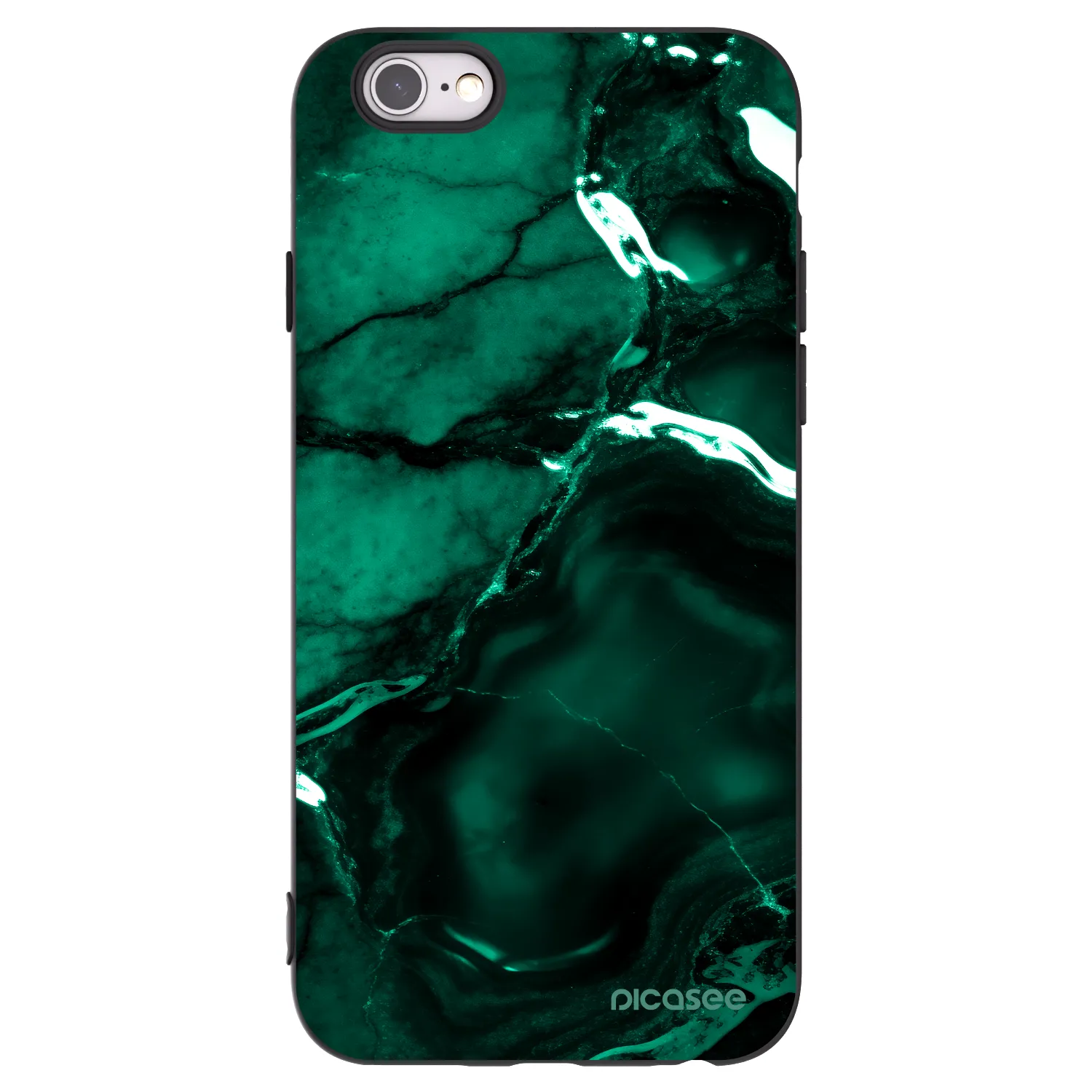 Picasee silikonowe czarne etui na Apple iPhone 6/6S - Dark emerald