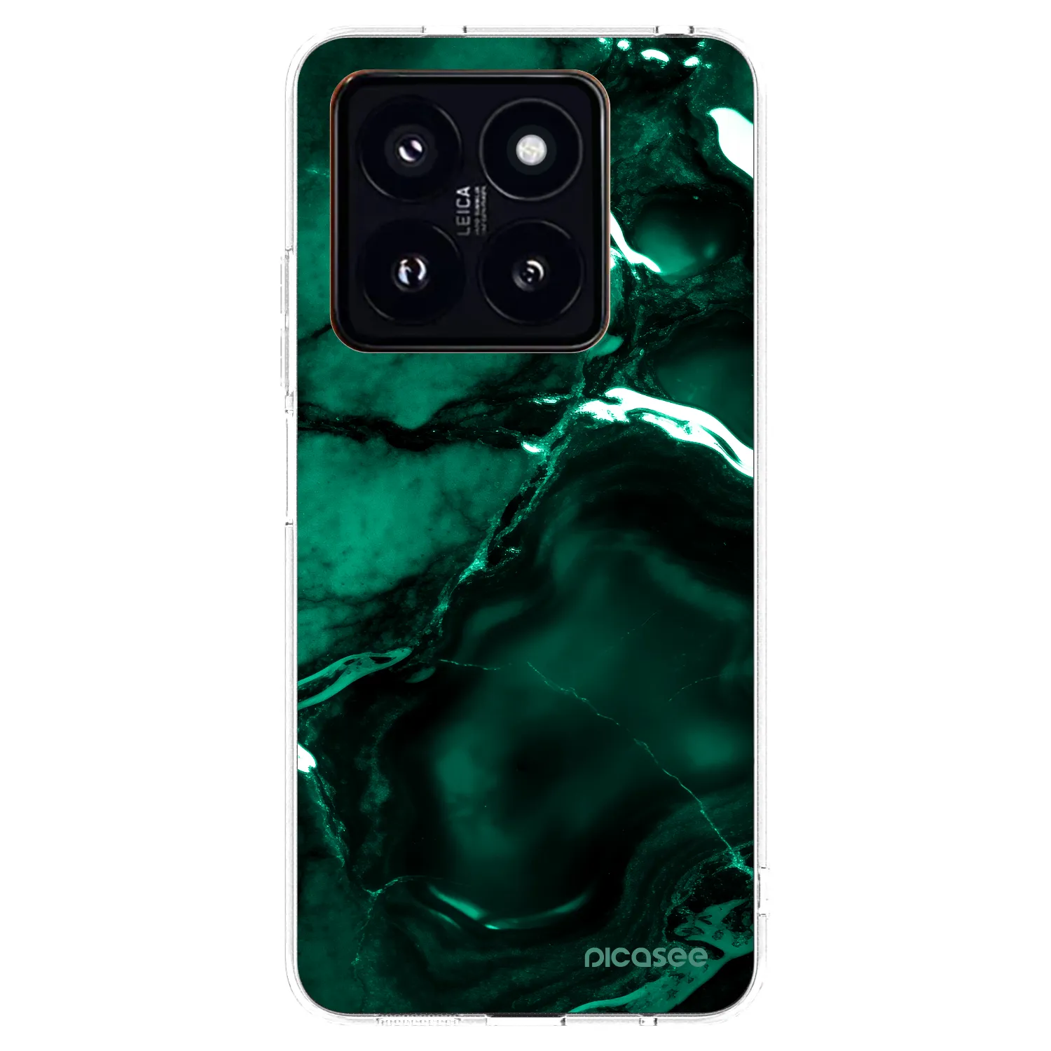 Picasee silikonowe przeźroczyste etui na Xiaomi 14 Pro - Dark emerald
