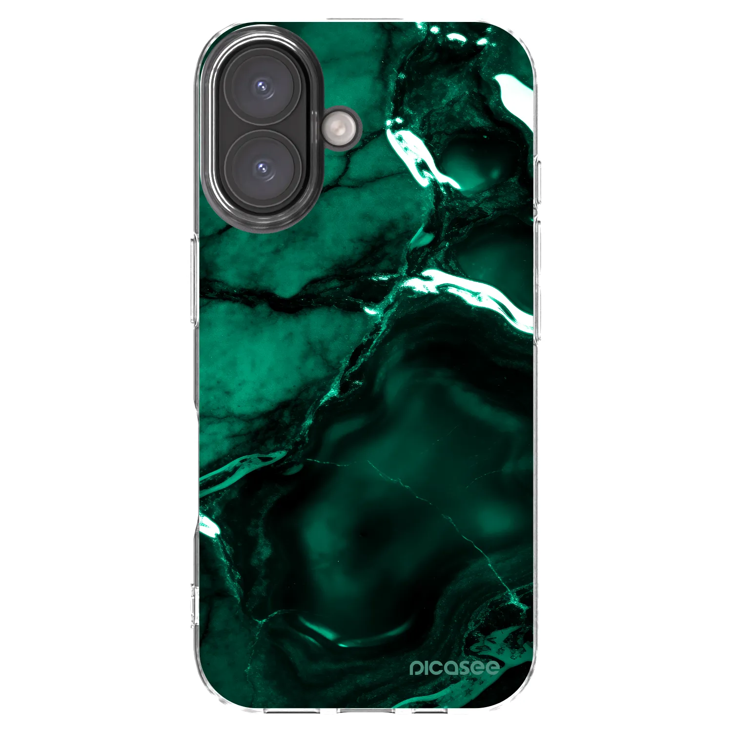 Picasee silikonowe przeźroczyste etui na Apple iPhone 16 - Dark emerald
