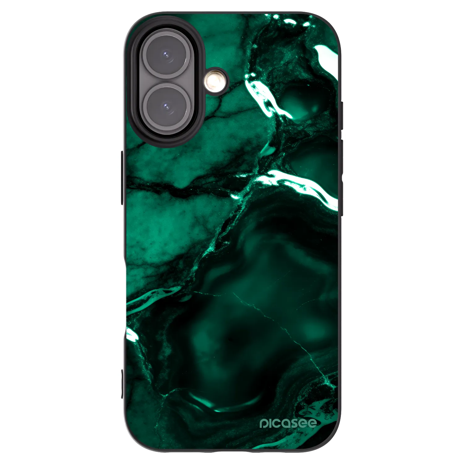 Picasee silikonowe czarne etui na Apple iPhone 16 - Dark emerald