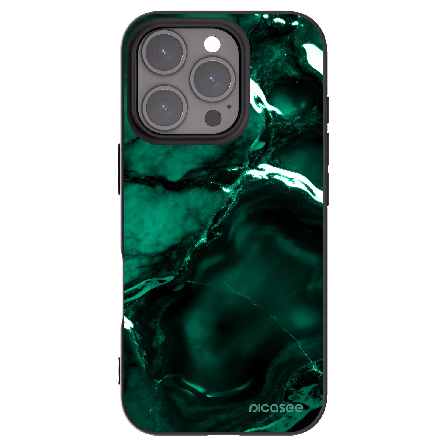 Picasee silikonowe czarne etui na Apple iPhone 16 Pro - Dark emerald