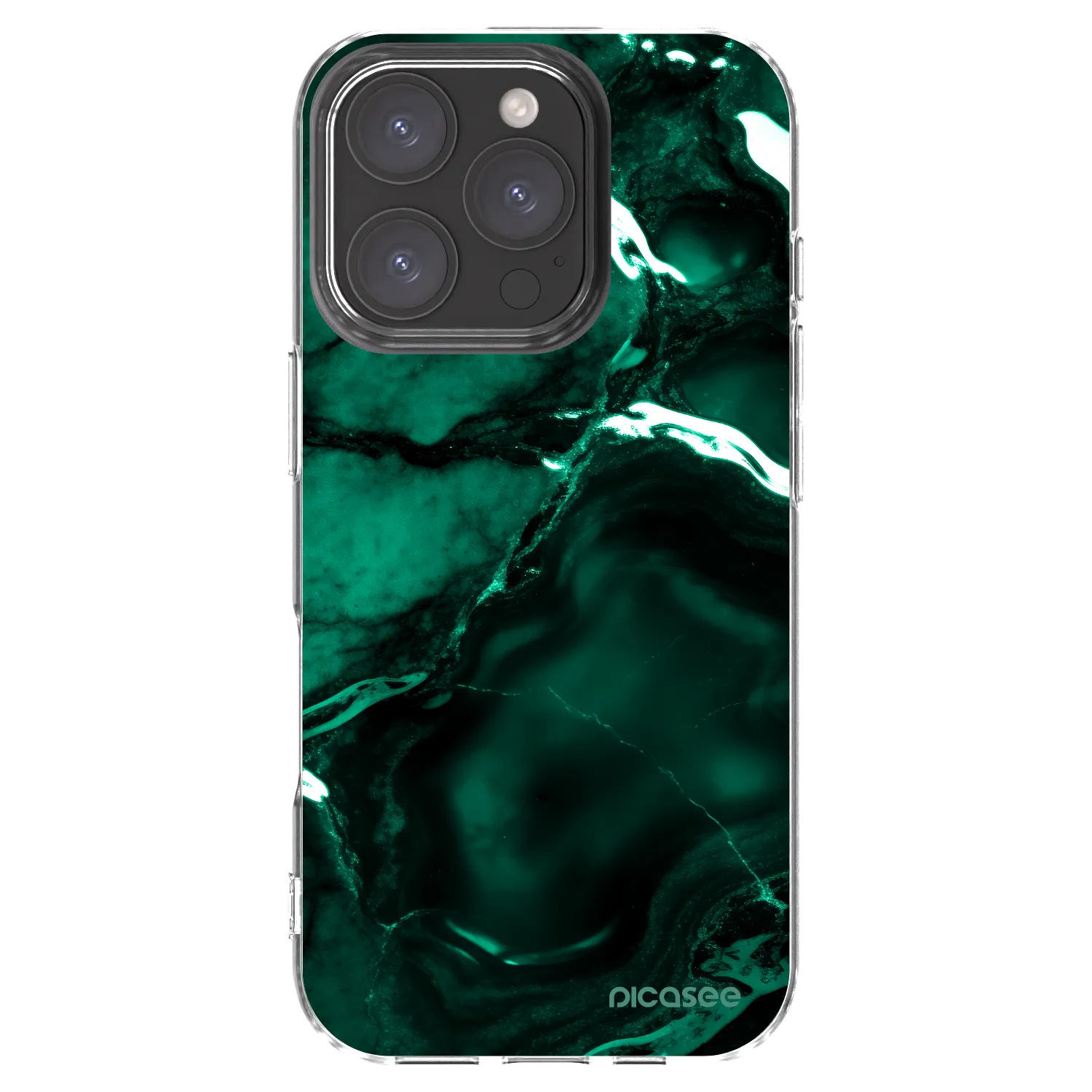 Picasee silikonowe przeźroczyste etui na Apple iPhone 16 Pro - Dark emerald