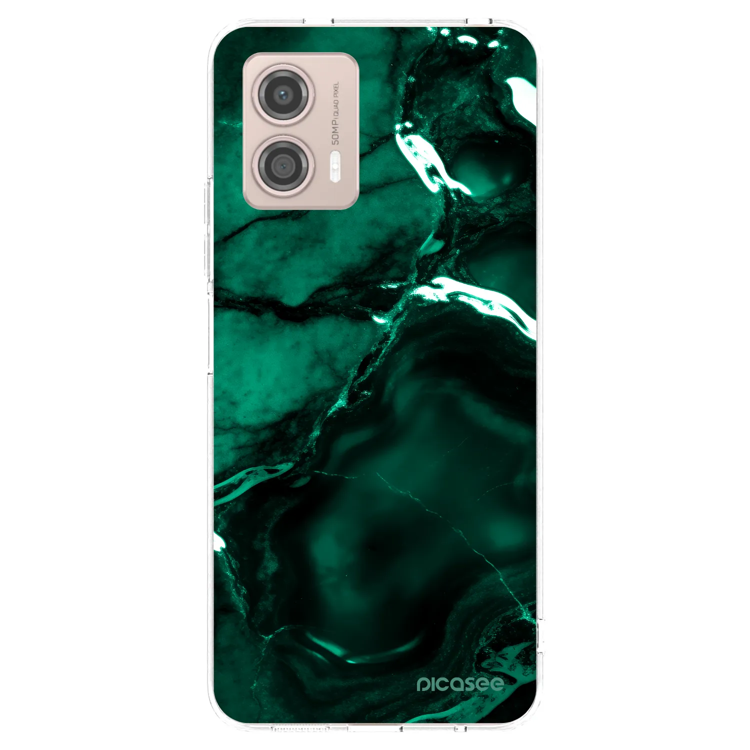 Picasee silikonowe przeźroczyste etui na Motorola Moto G53 5G - Dark emerald