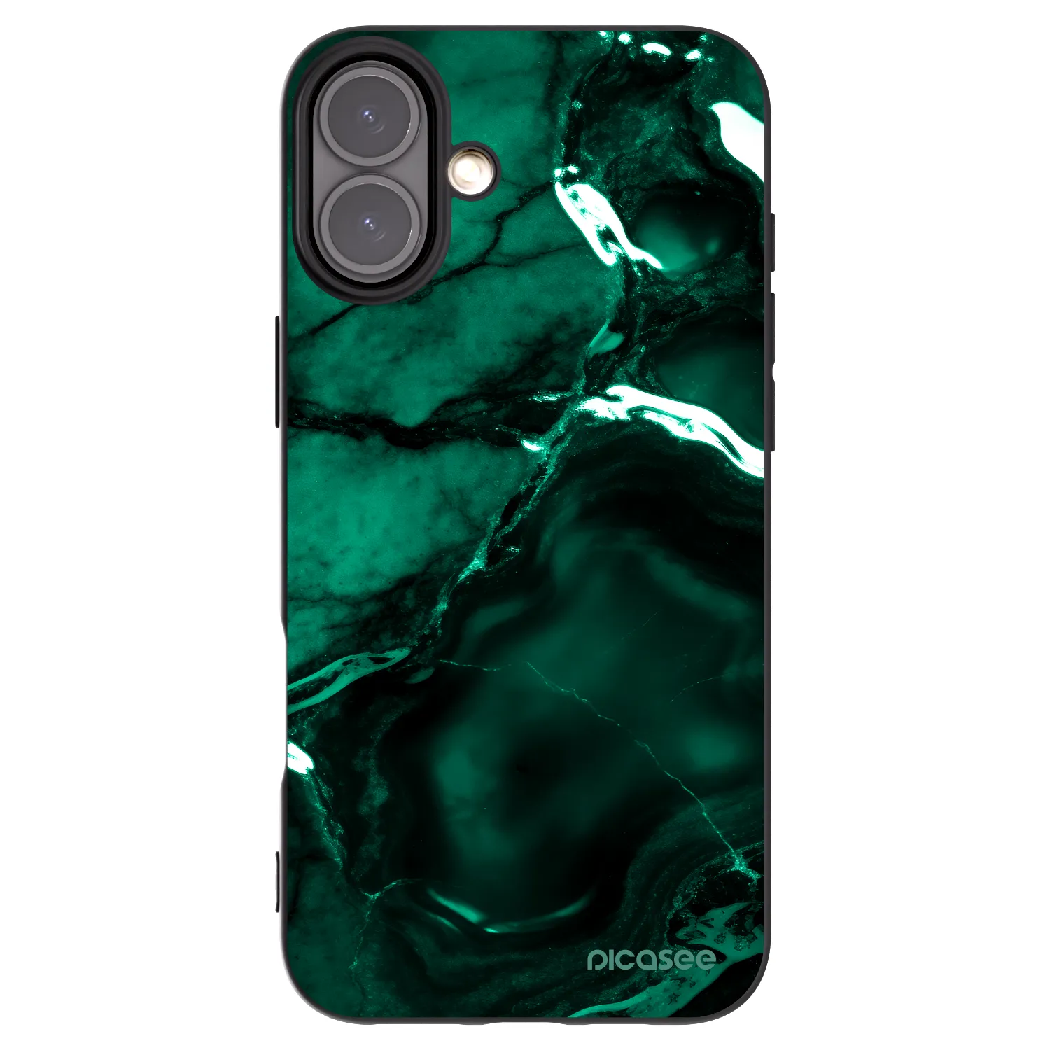 Picasee silikonowe czarne etui na Apple iPhone 16 Plus - Dark emerald