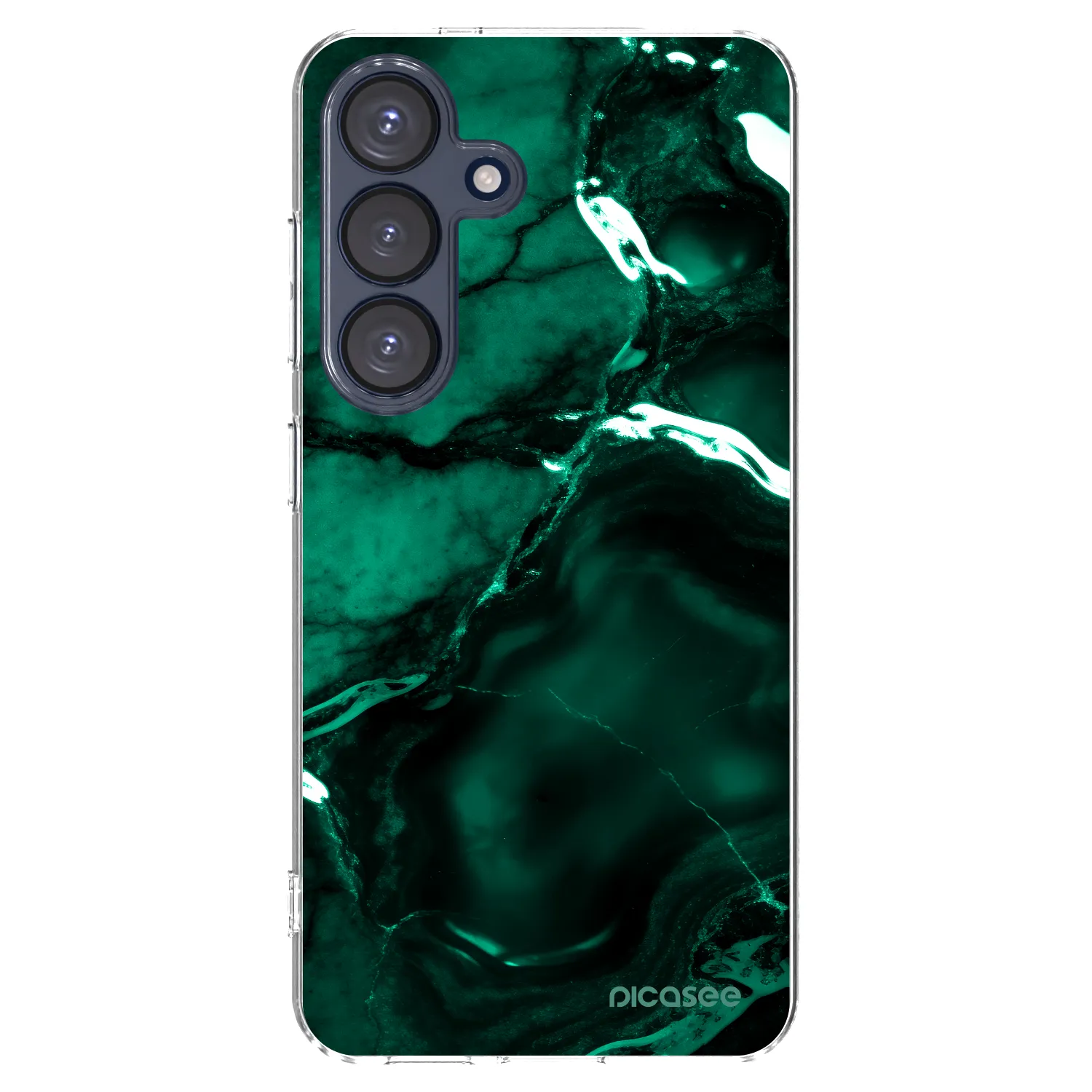 Picasee silikonowe przeźroczyste etui na Samsung Galaxy S25 5G - Dark emerald