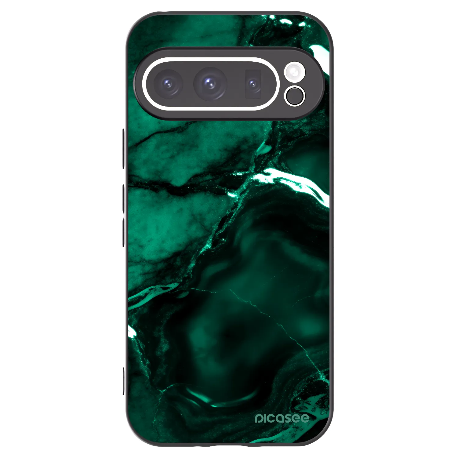 Picasee silikonowe czarne etui na Google Pixel 9 Pro - Dark emerald