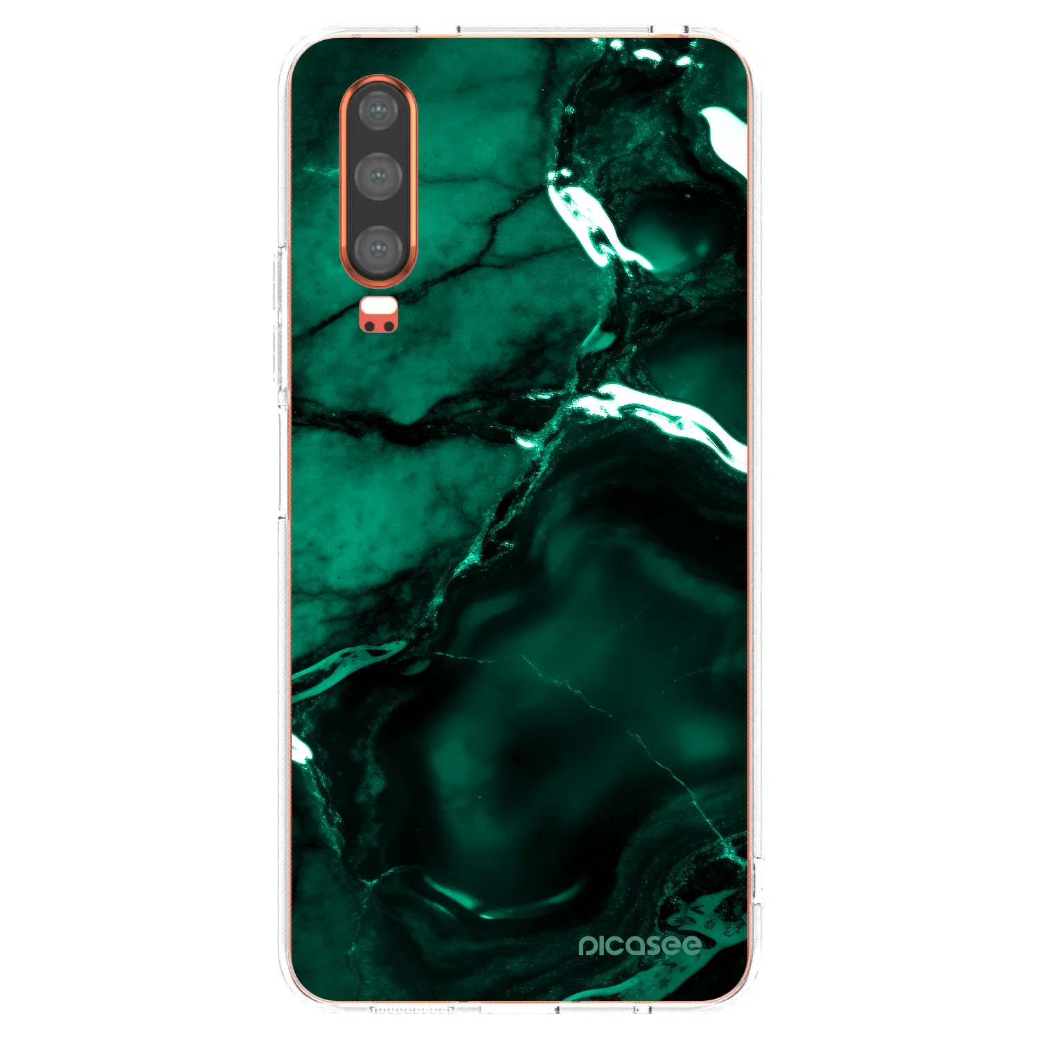 Picasee silikonowe przeźroczyste etui na Huawei P30 - Dark emerald