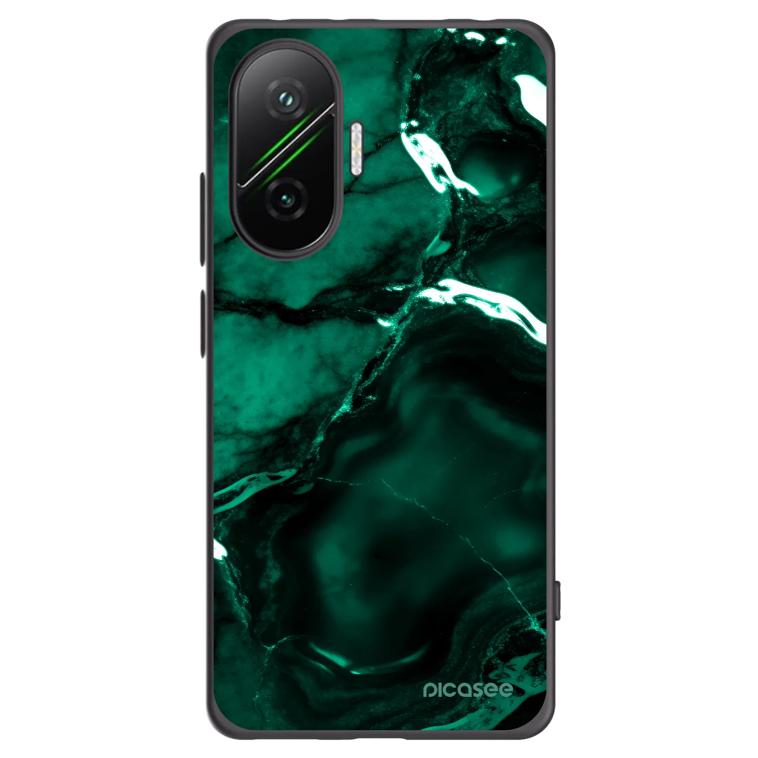 Picasee silikonowe czarne etui na Xiaomi Poco F7 5G - Dark emerald