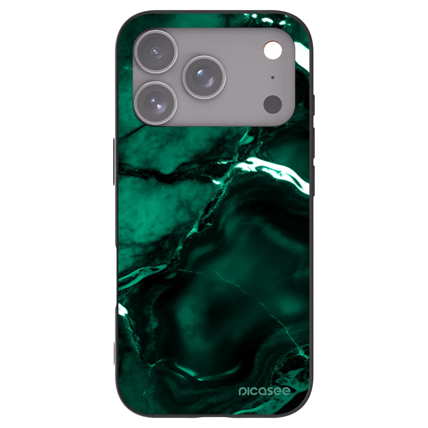 Picasee silikonowe czarne etui na Apple iPhone 17 Pro - Dark emerald