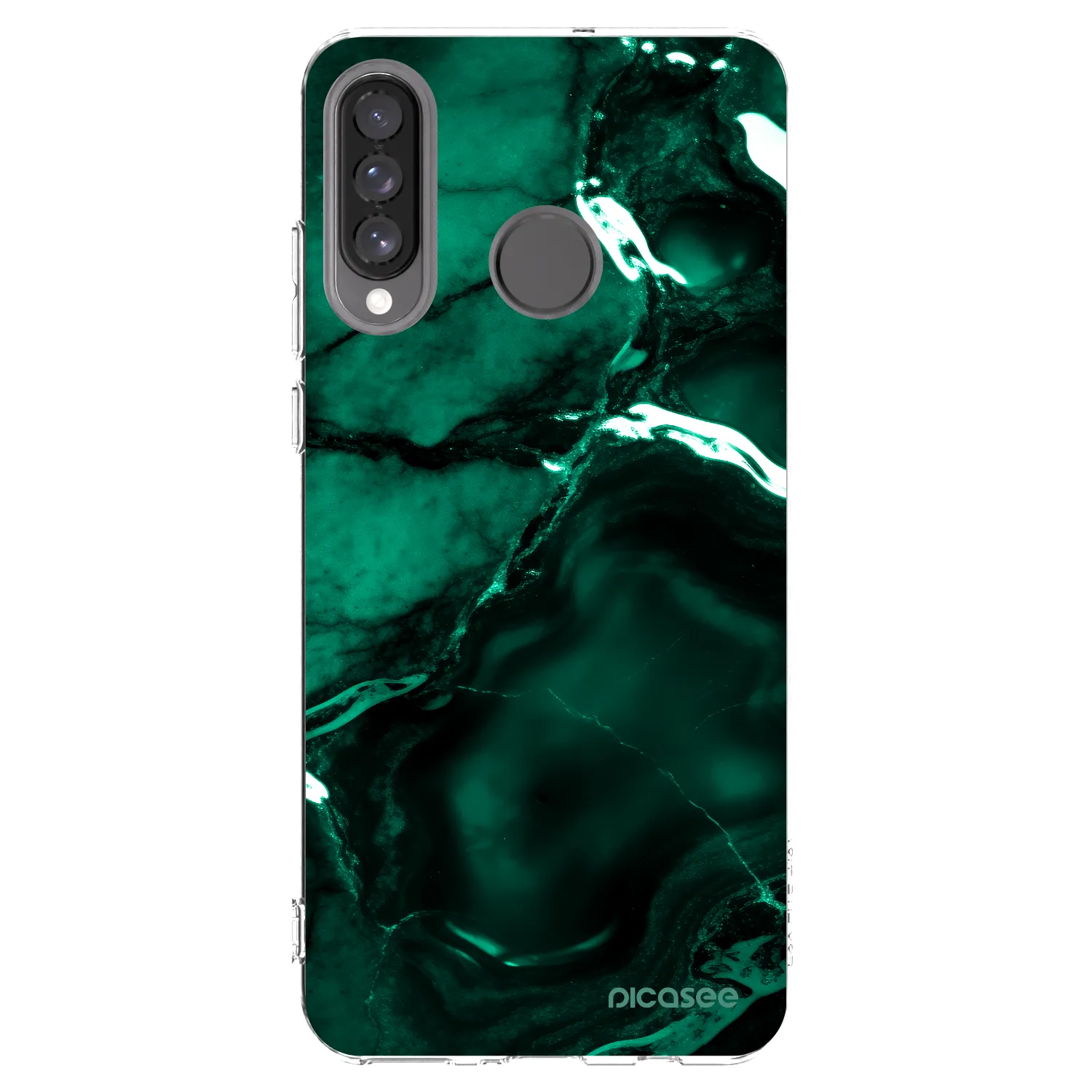 Picasee silikonowe przeźroczyste etui na Huawei P30 Lite - Dark emerald
