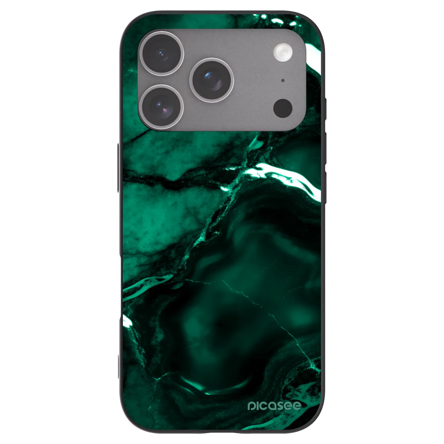 Picasee silikonowe czarne etui na Apple iPhone 18 Pro - Dark emerald
