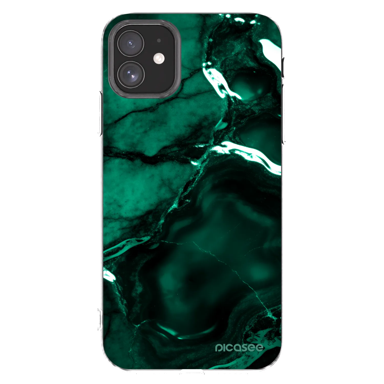 Picasee silikonowe przeźroczyste etui na Apple iPhone 11 - Dark emerald