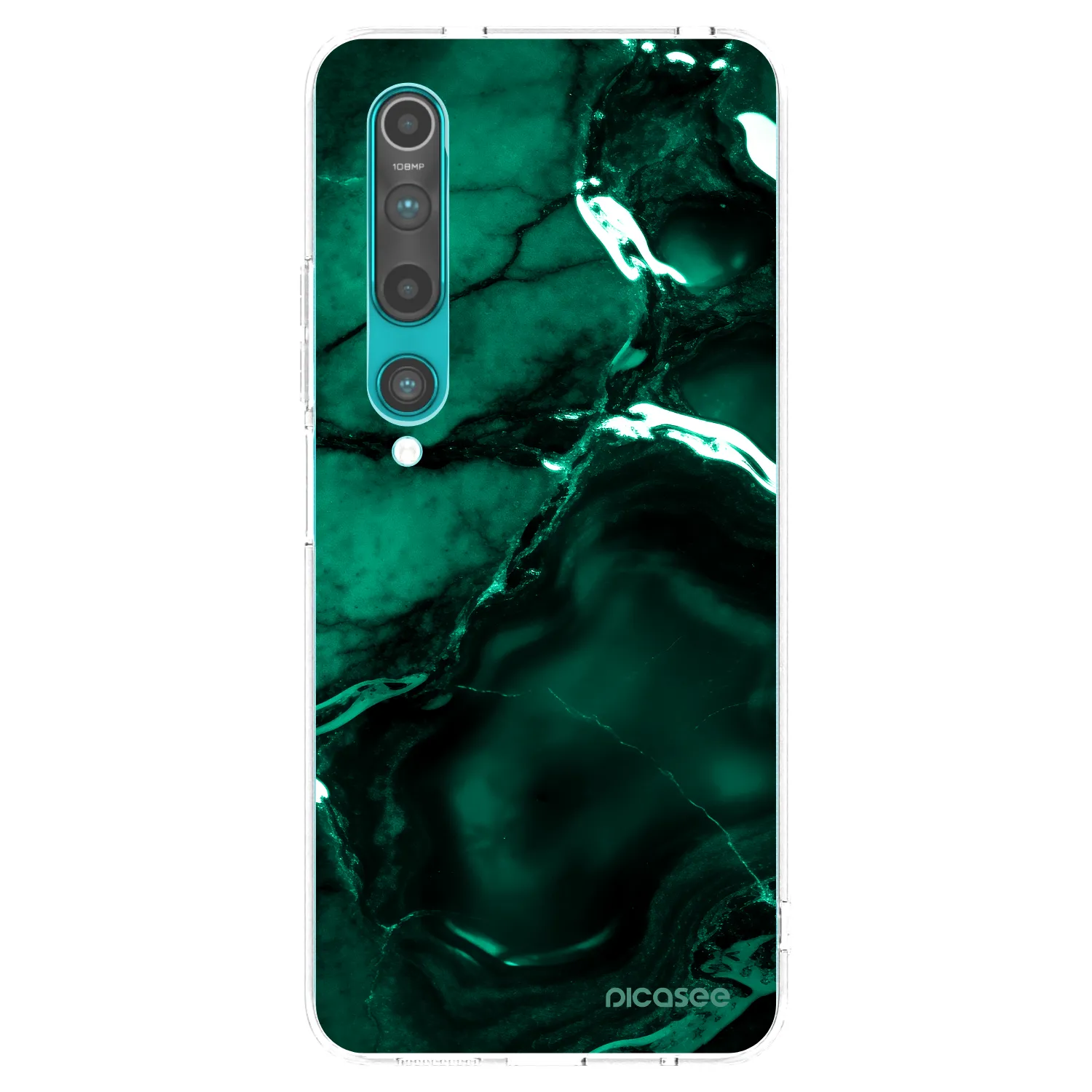 Picasee silikonowe przeźroczyste etui na Xiaomi Mi 10 - Dark emerald