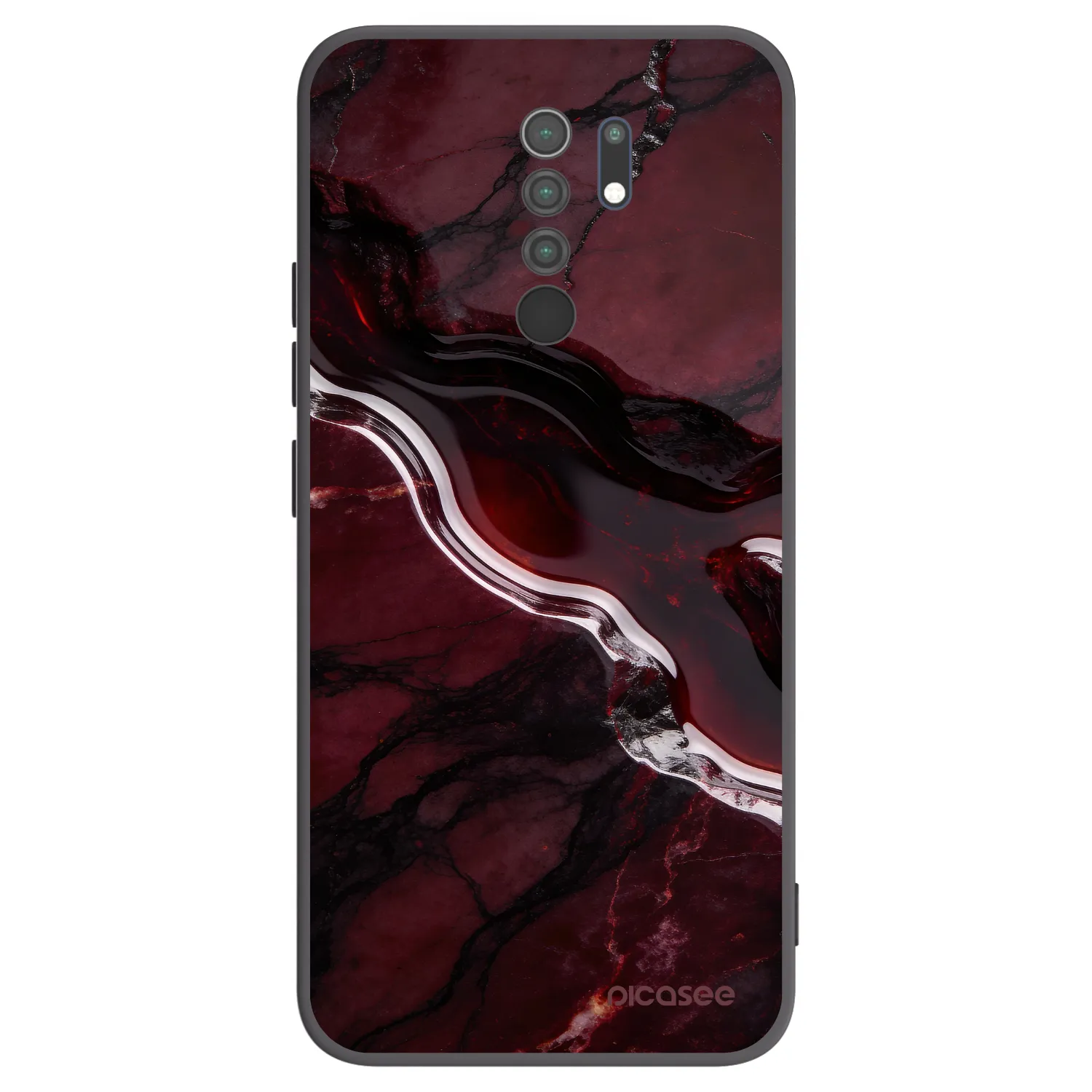 Picasee silikonowe czarne etui na Xiaomi Redmi 9 - Cherry stone