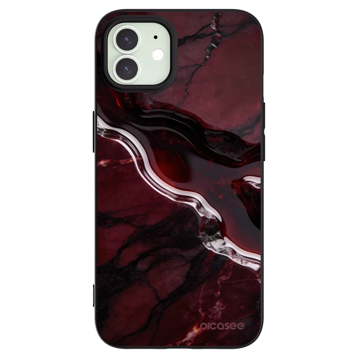 Picasee silikonowe czarne etui na Apple iPhone 12 - Cherry stone