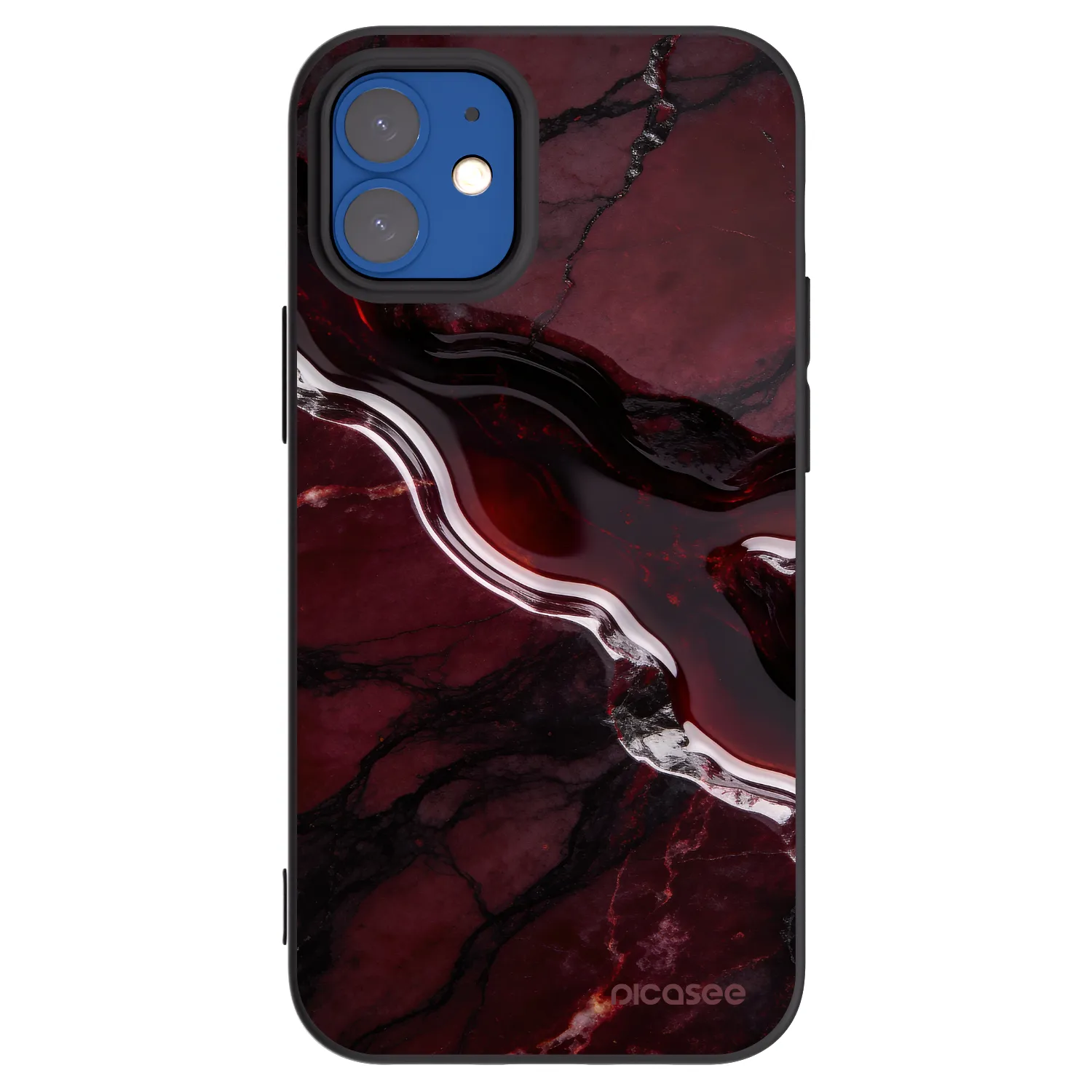 Picasee silikonowe czarne etui na Apple iPhone 12 mini - Cherry stone