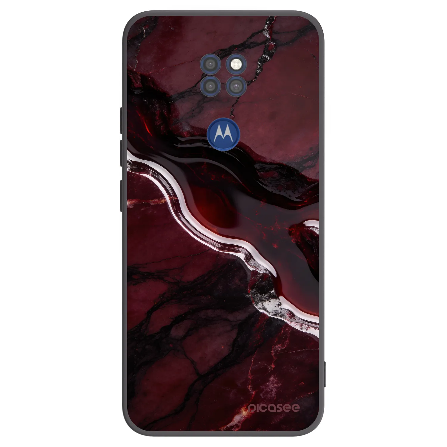 Picasee silikonowe czarne etui na Motorola Moto G9 Play - Cherry stone