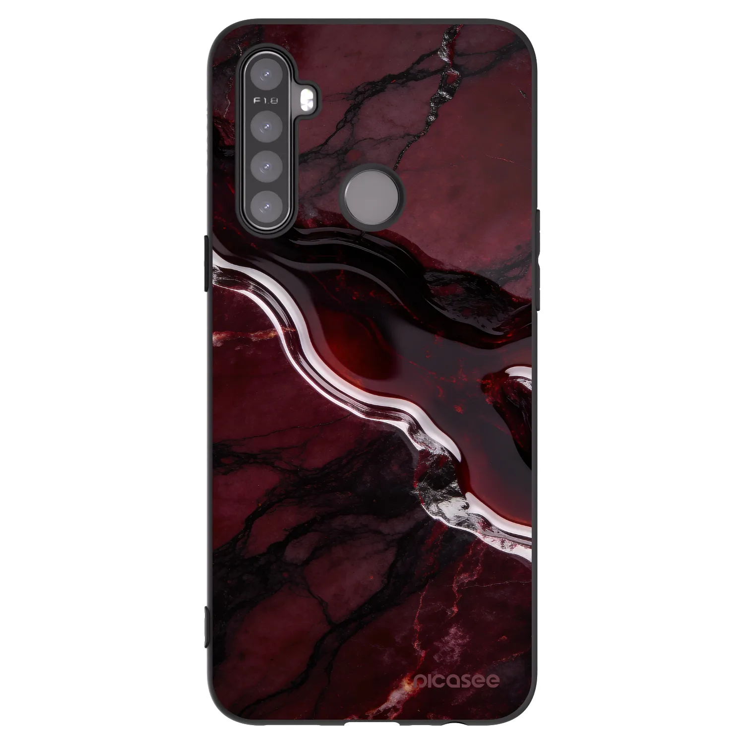 Picasee silikonowe czarne etui na Realme 6i - Cherry stone