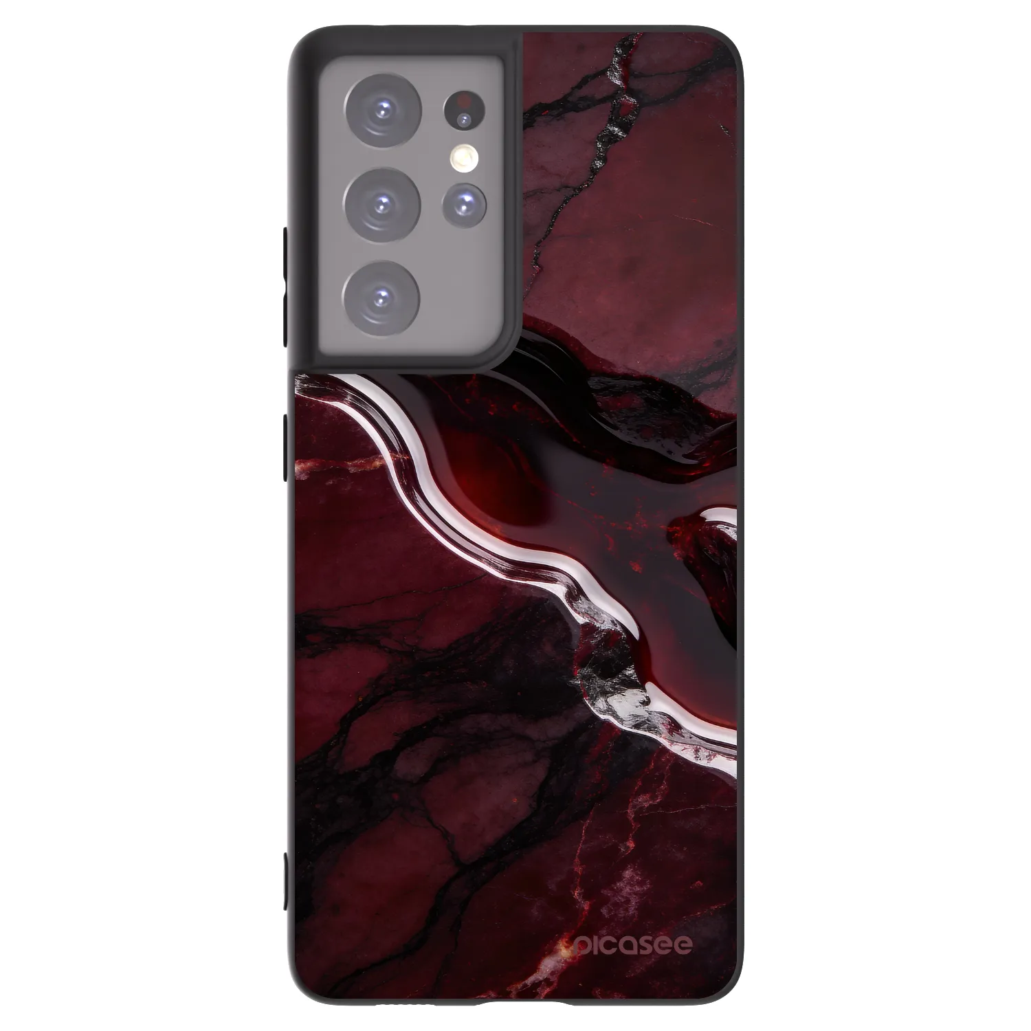 Picasee silikonowe czarne etui na Samsung Galaxy S21 Ultra 5G G998B - Cherry stone